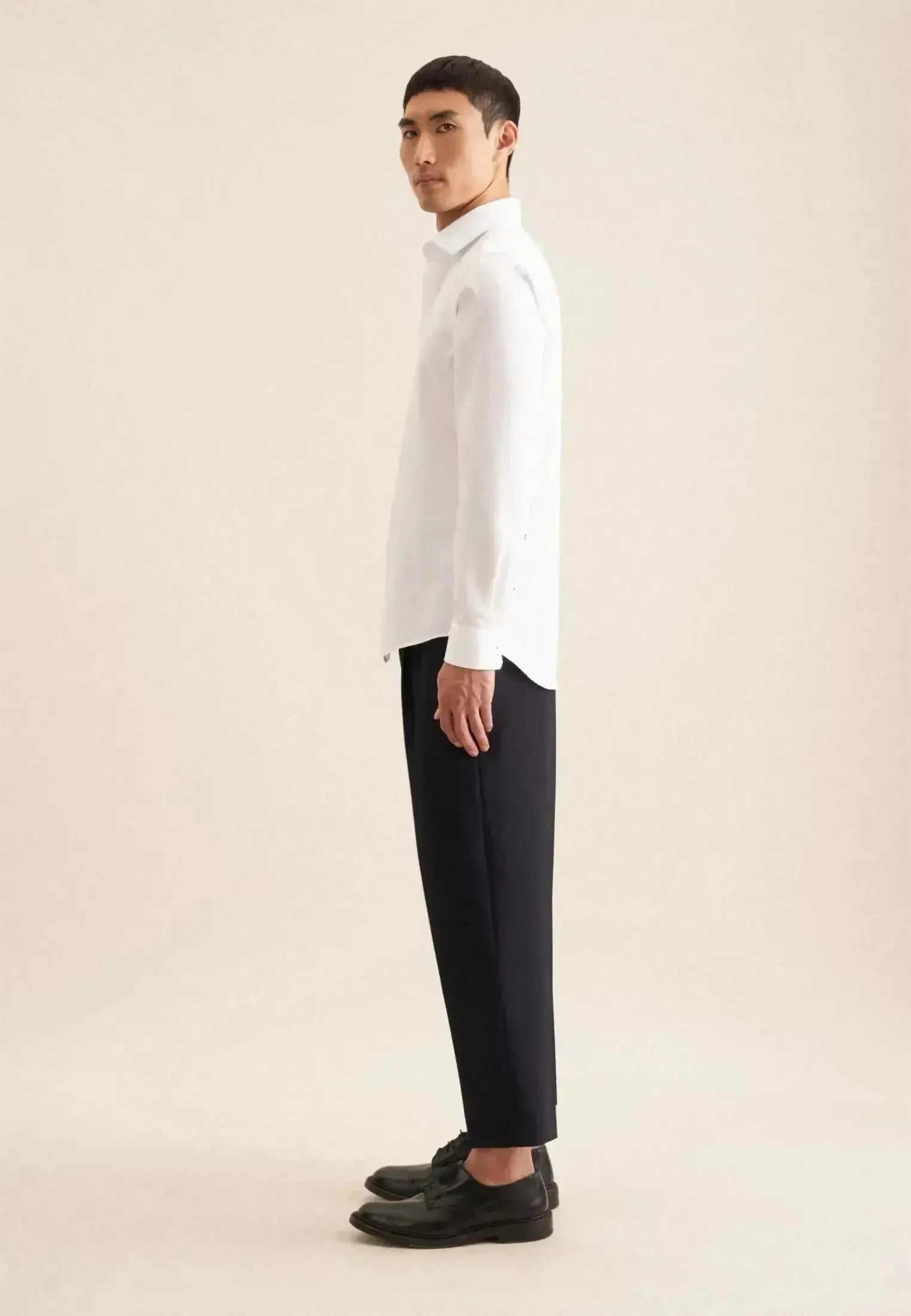Seidensticker Mens Slim Fit Easy Iron Business Kent Contrast Patch Business Shirt White | Studio DOS