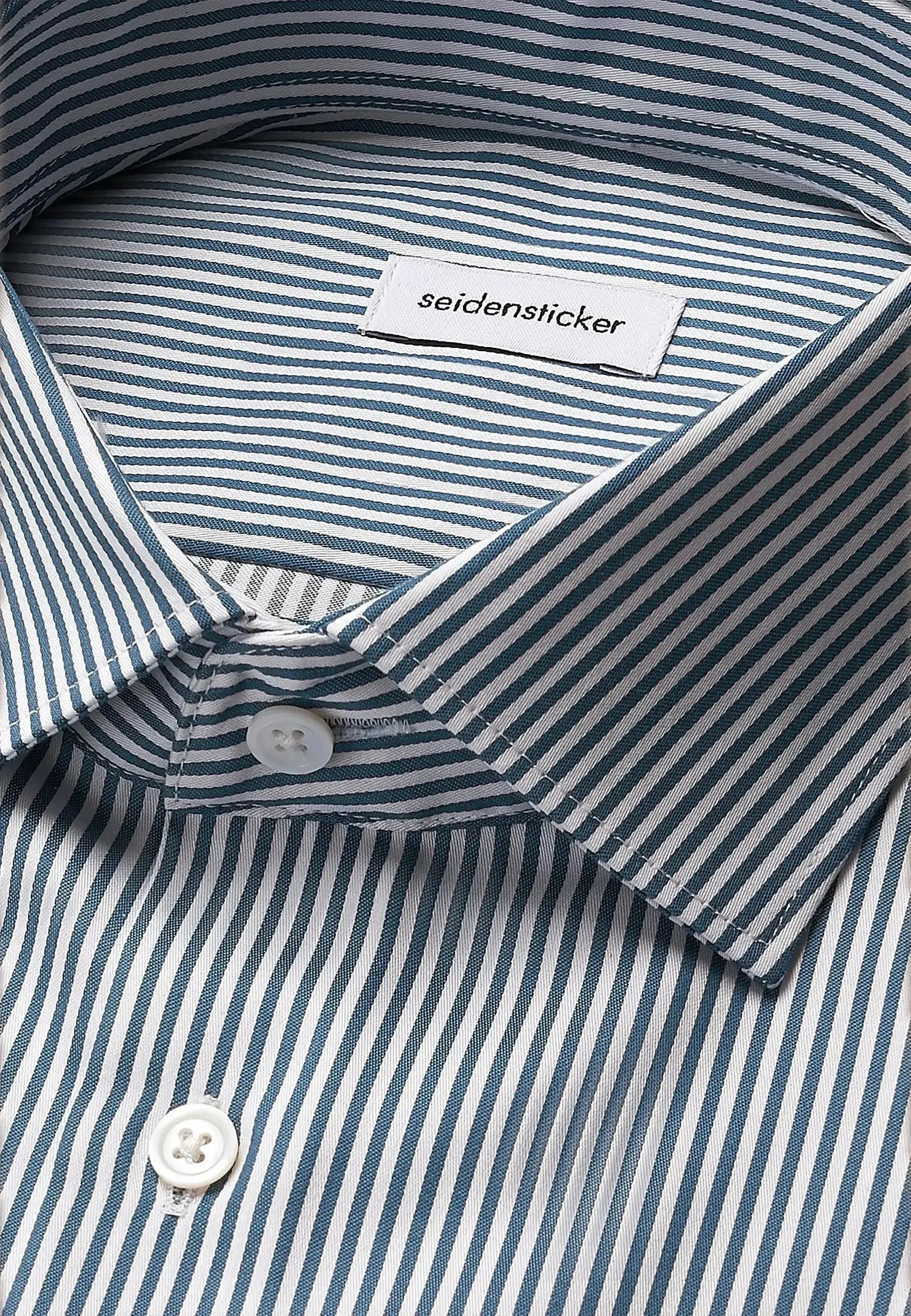 Seidensticker Mens Slim Fit Easy Iron New Kent Striped Business Shirt Dark Teal | Studio DOS