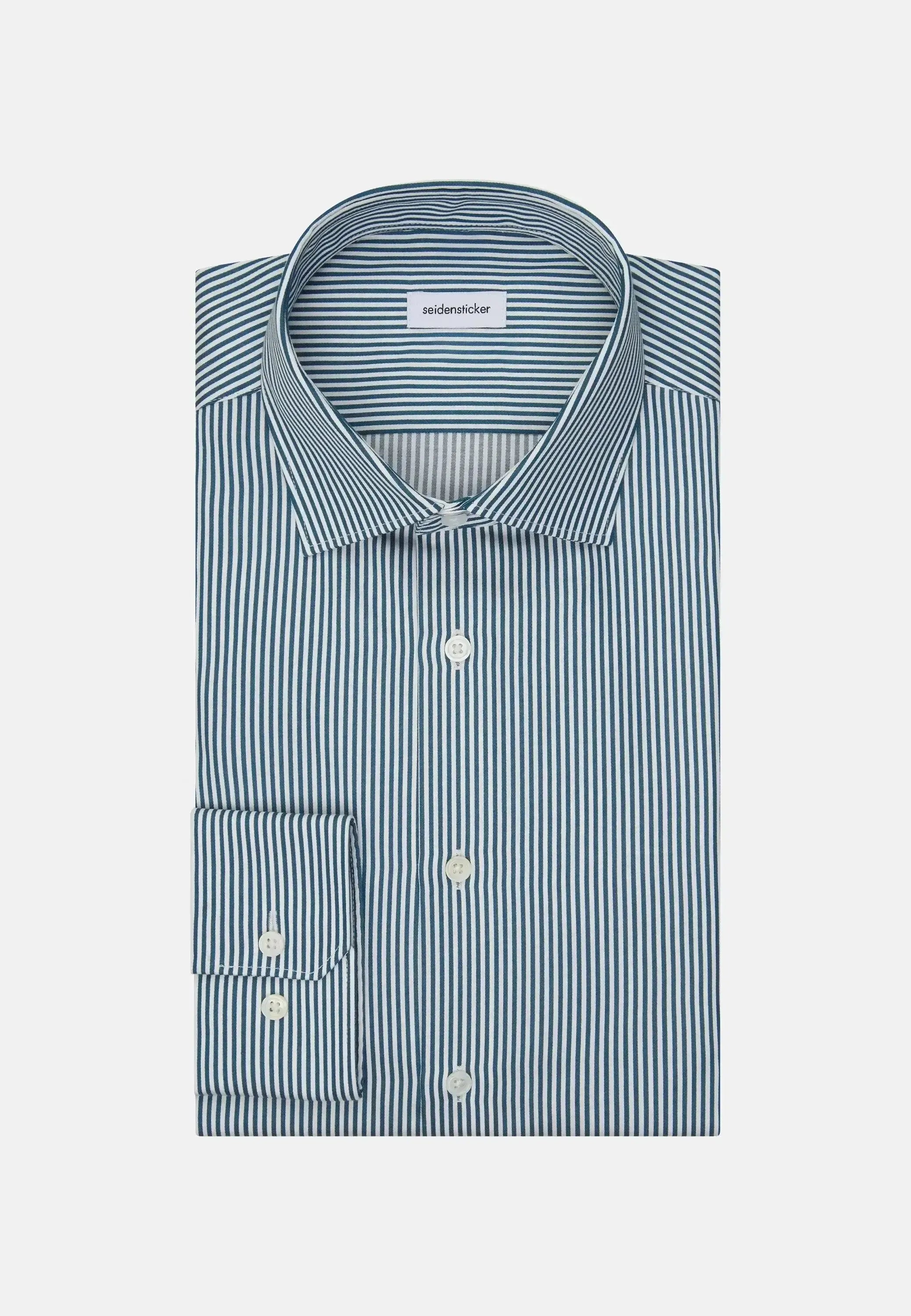 Seidensticker Mens Slim Fit Easy Iron New Kent Striped Business Shirt Dark Teal | Studio DOS