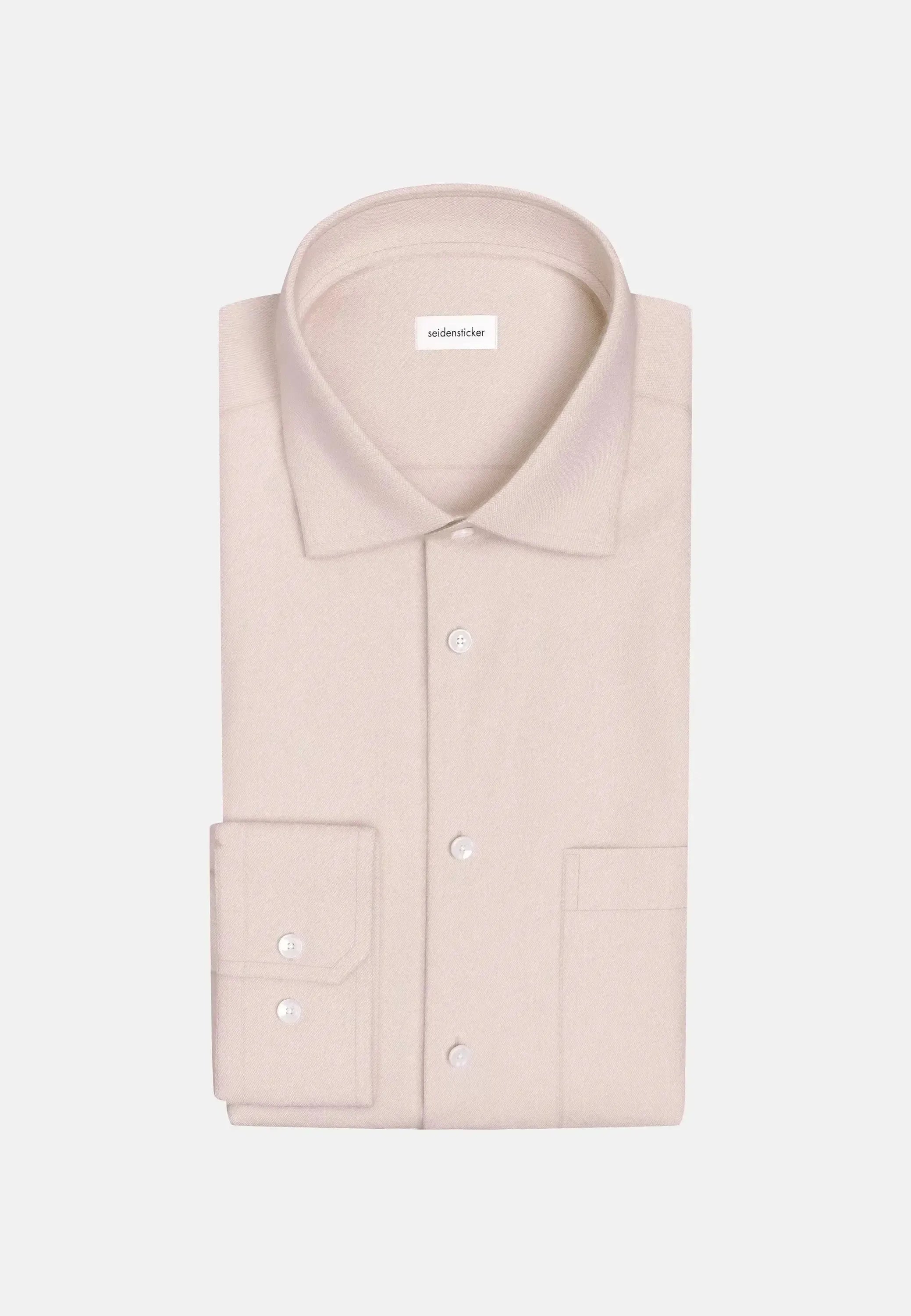 Seidensticker Mens Slim Fit New Kent Flannel Shirt Beige | Studio DOS