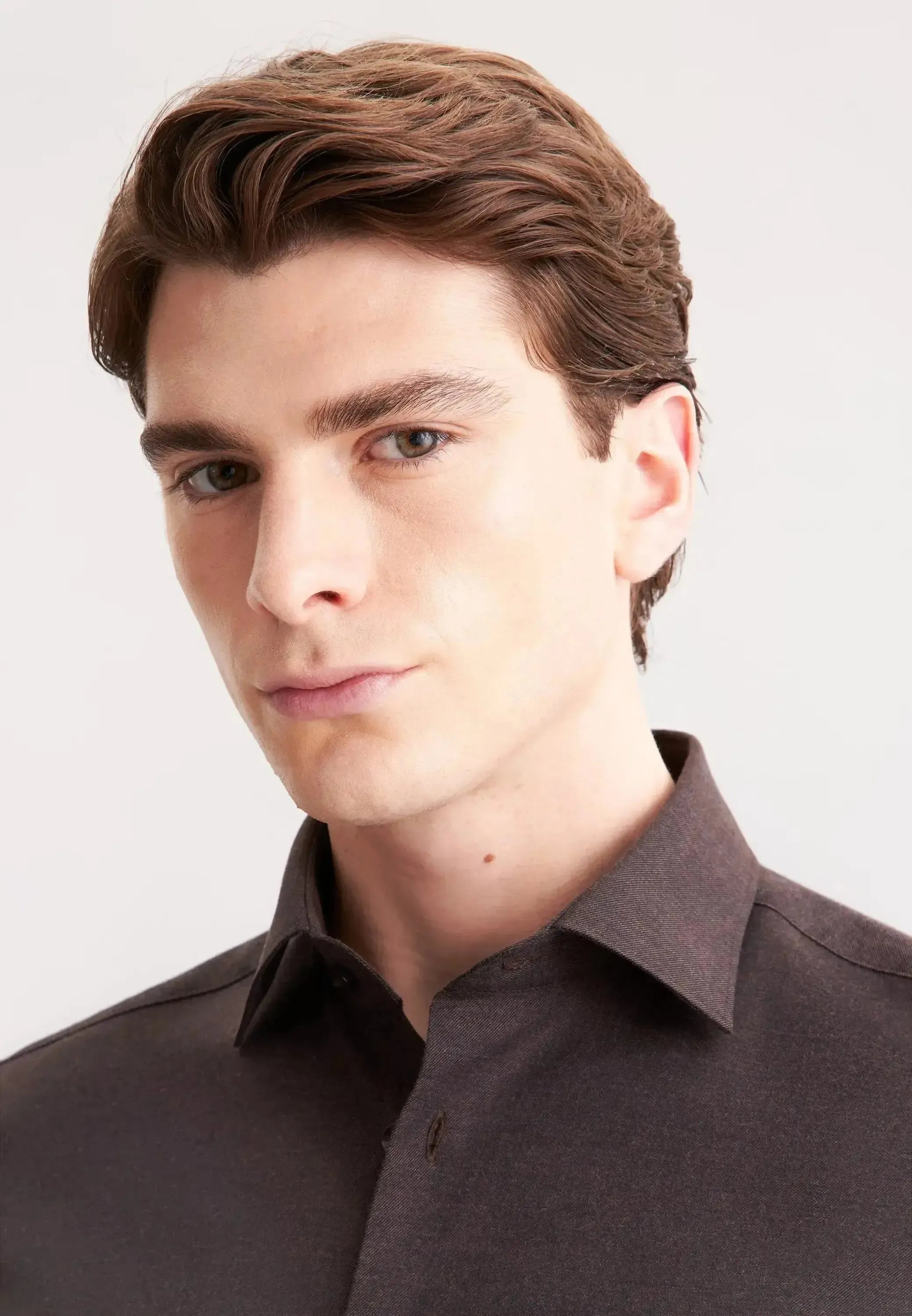 Seidensticker Mens Slim Fit New Kent Flannel Shirt Brown | Studio DOS