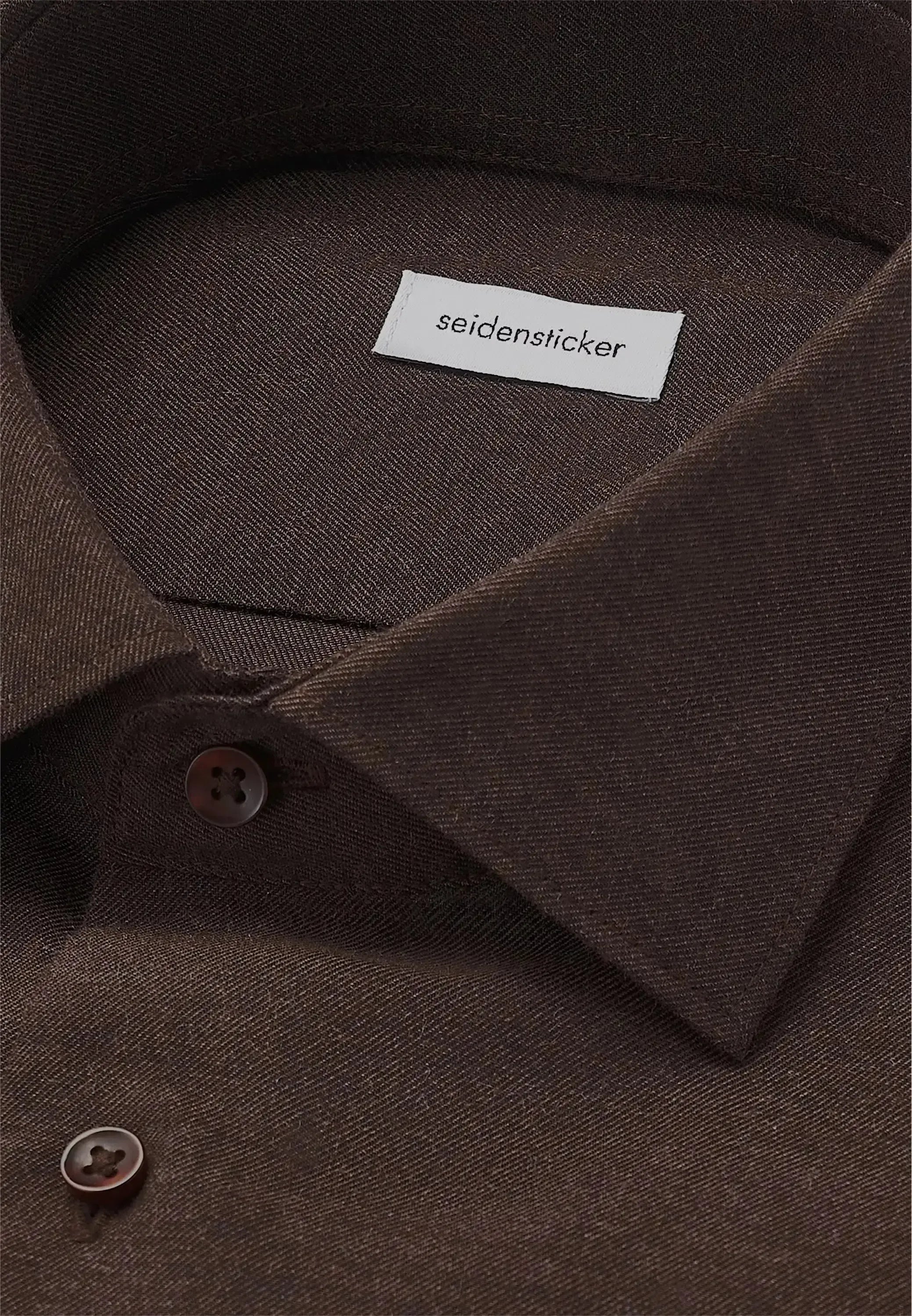 Seidensticker Mens Slim Fit New Kent Flannel Shirt Brown | Studio DOS