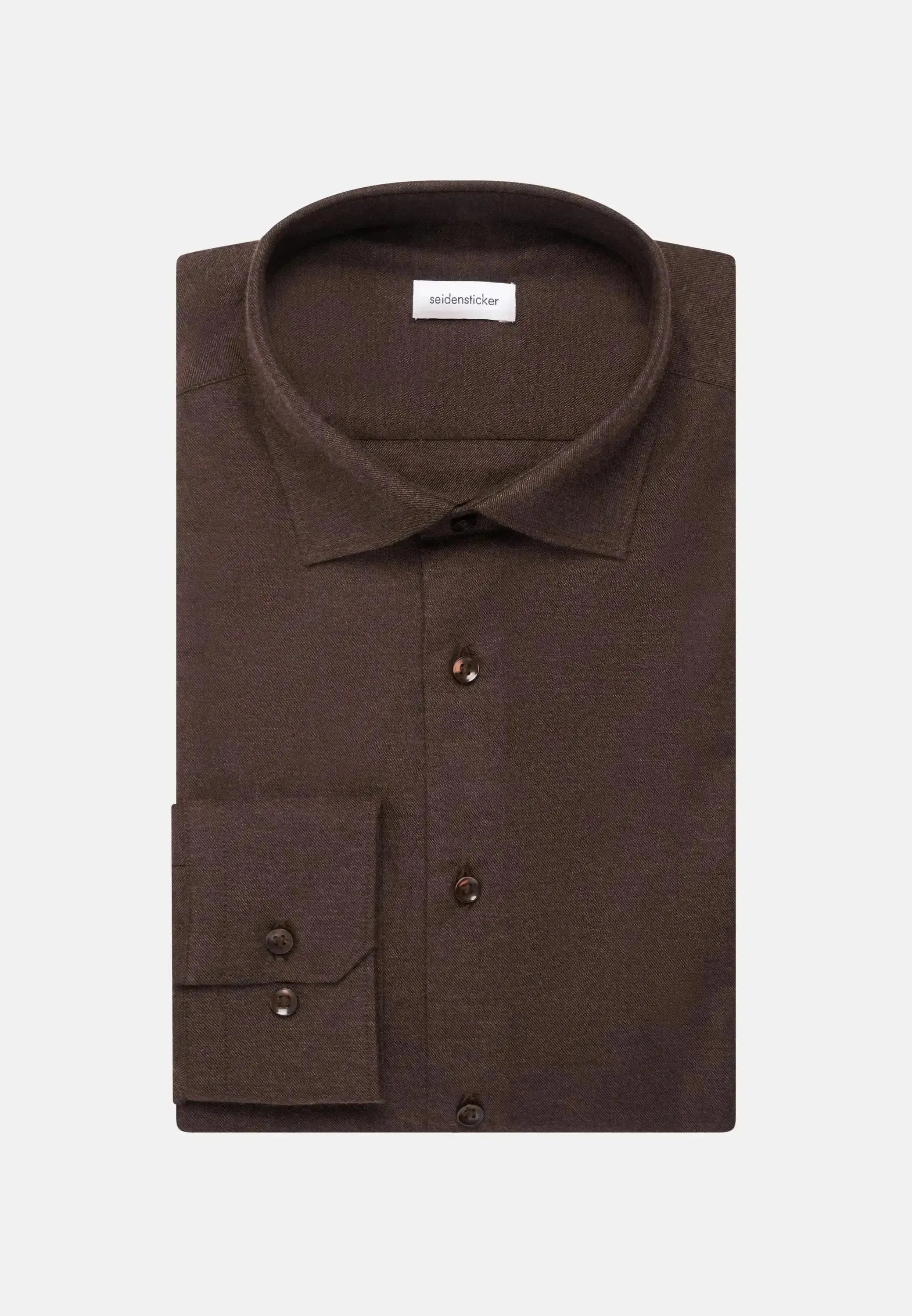 Seidensticker Mens Slim Fit New Kent Flannel Shirt Brown | Studio DOS