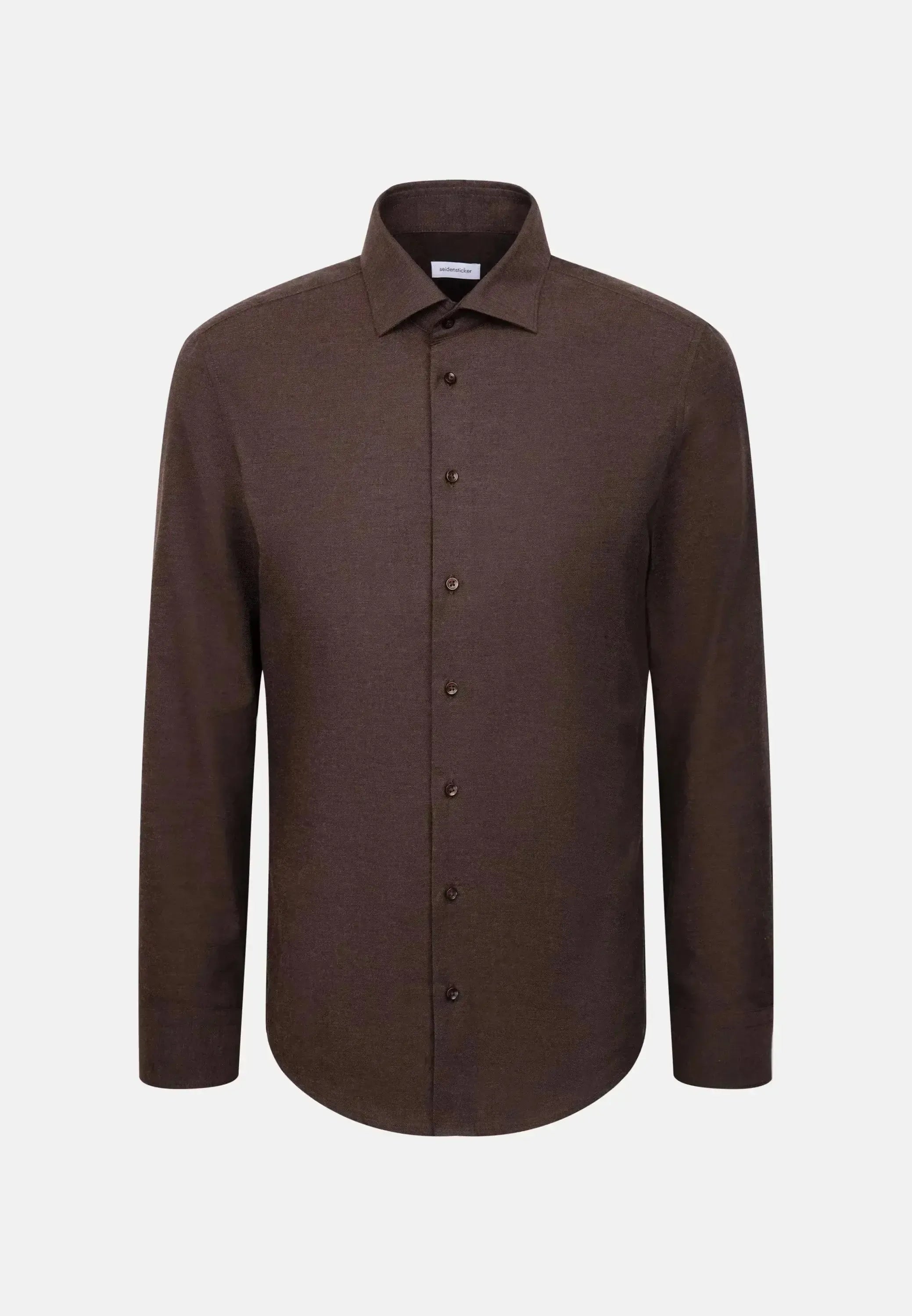 Seidensticker Mens Slim Fit New Kent Flannel Shirt Brown | Studio DOS