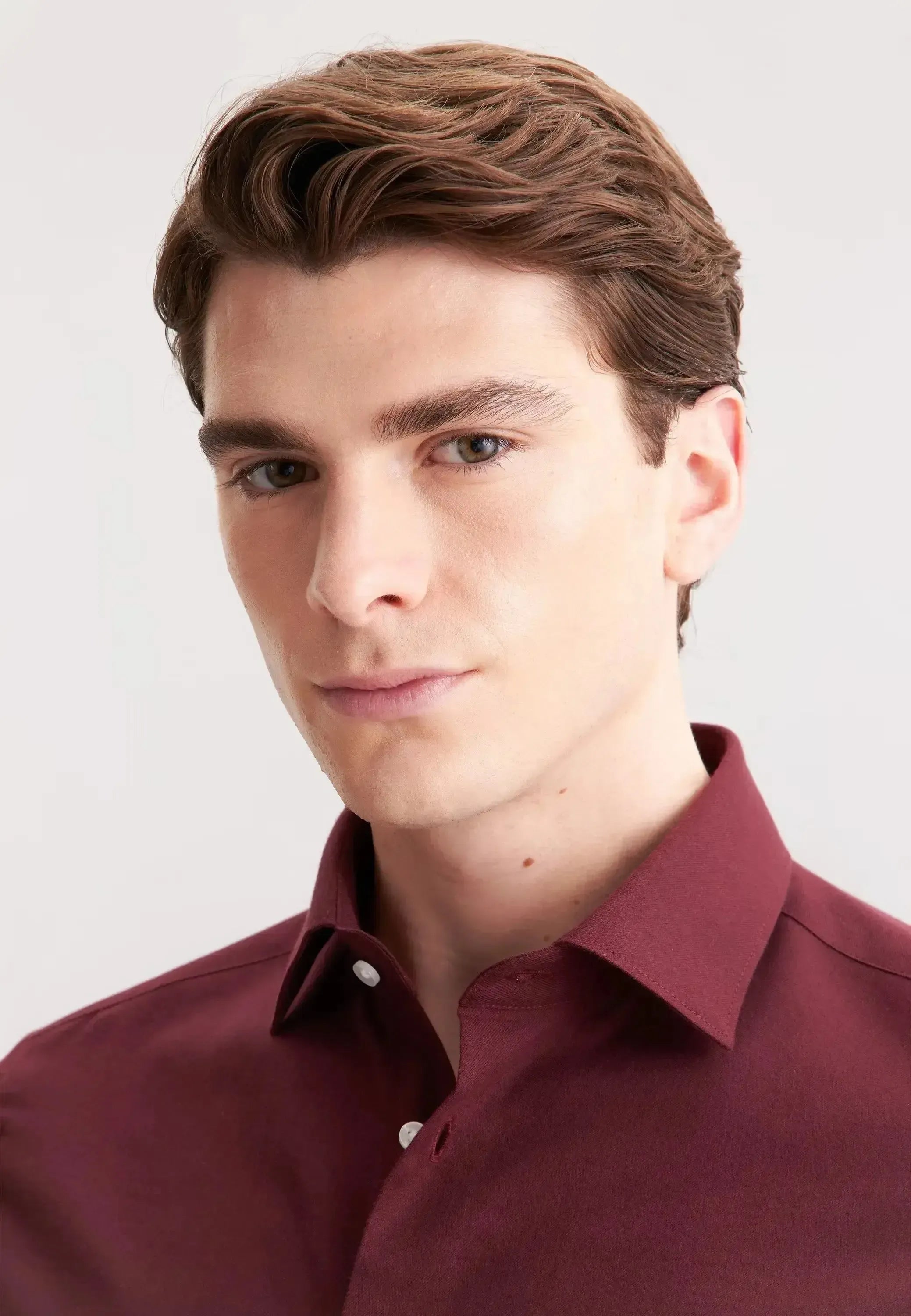 Seidensticker Mens Slim Fit New Kent Flannel Shirt Burgundy | Studio DOS