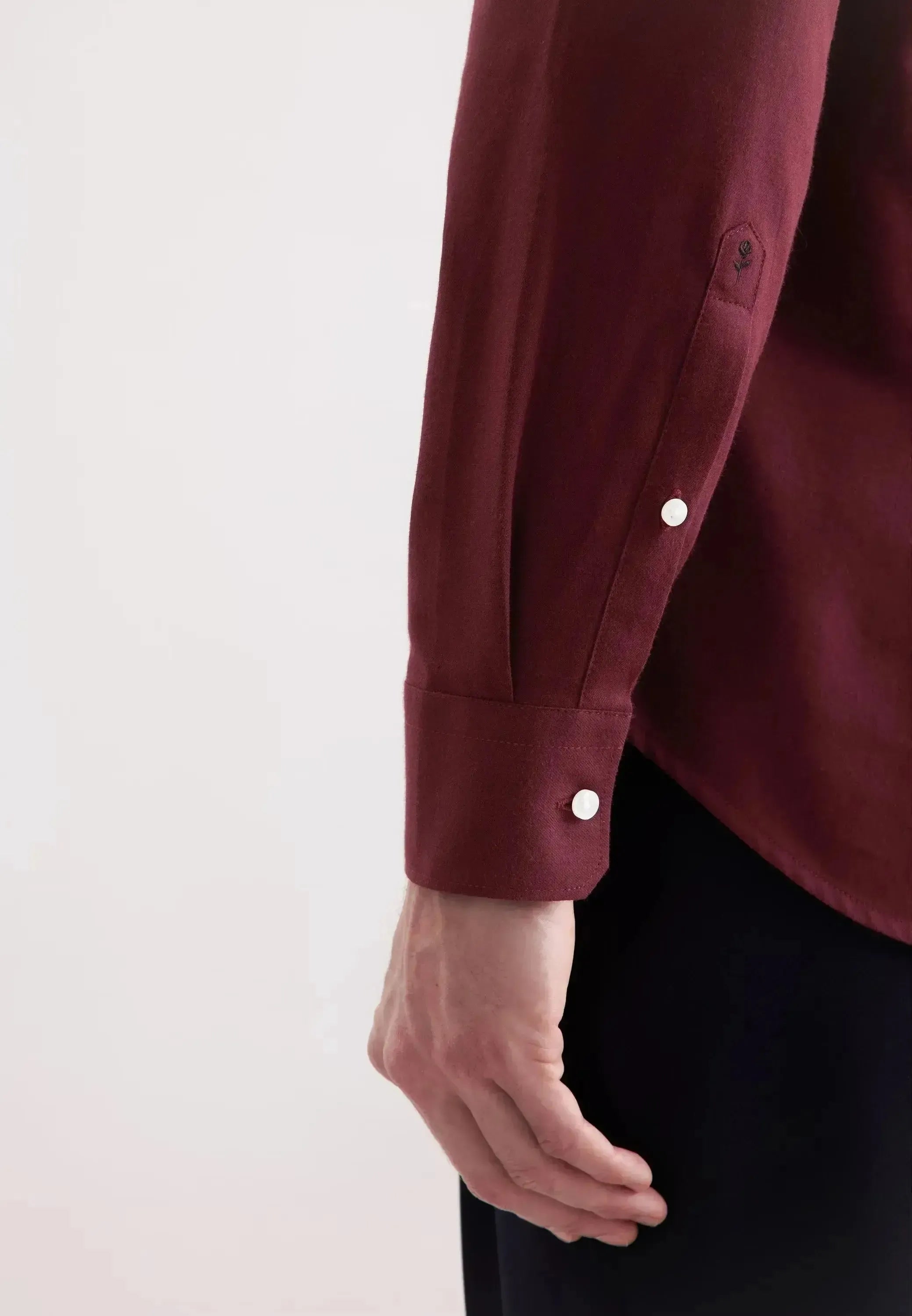 Seidensticker Mens Slim Fit New Kent Flannel Shirt Burgundy | Studio DOS
