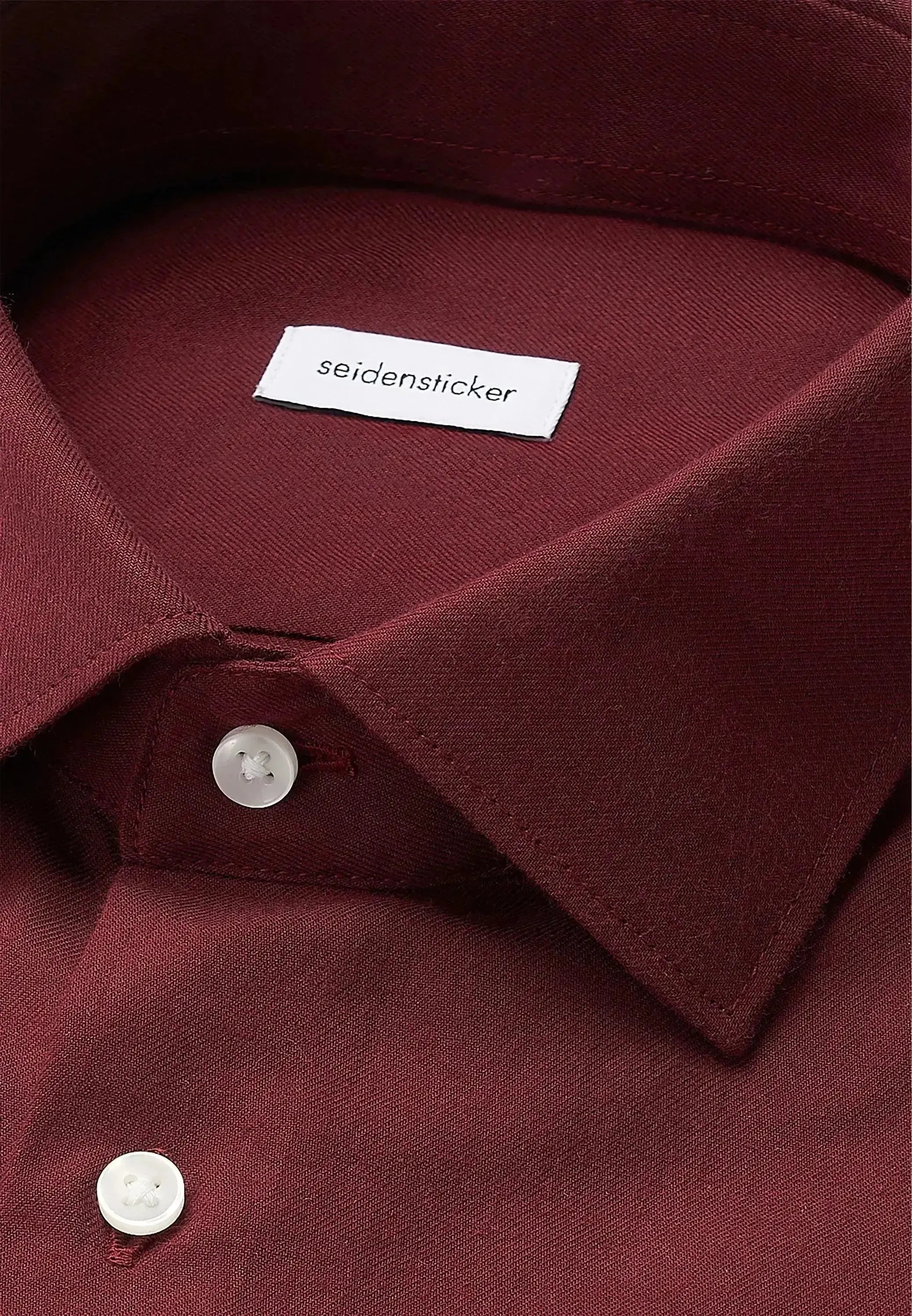 Seidensticker Mens Slim Fit New Kent Flannel Shirt Burgundy | Studio DOS