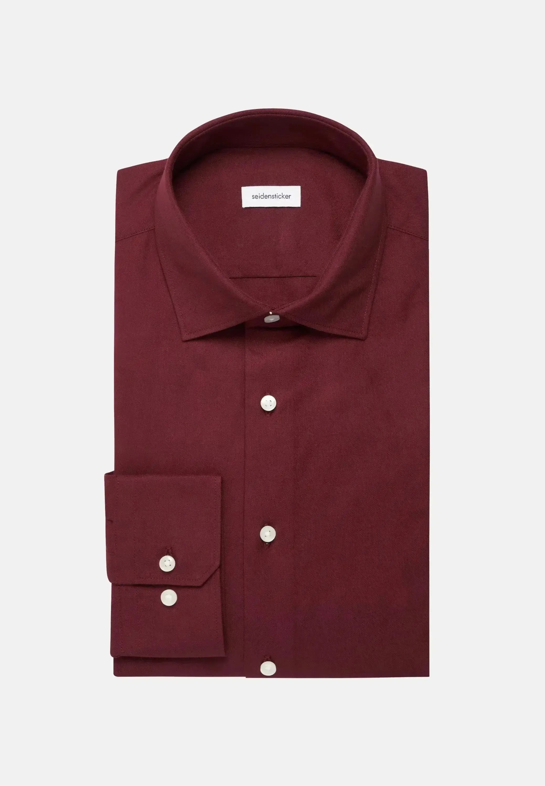 Seidensticker Mens Slim Fit New Kent Flannel Shirt Burgundy | Studio DOS