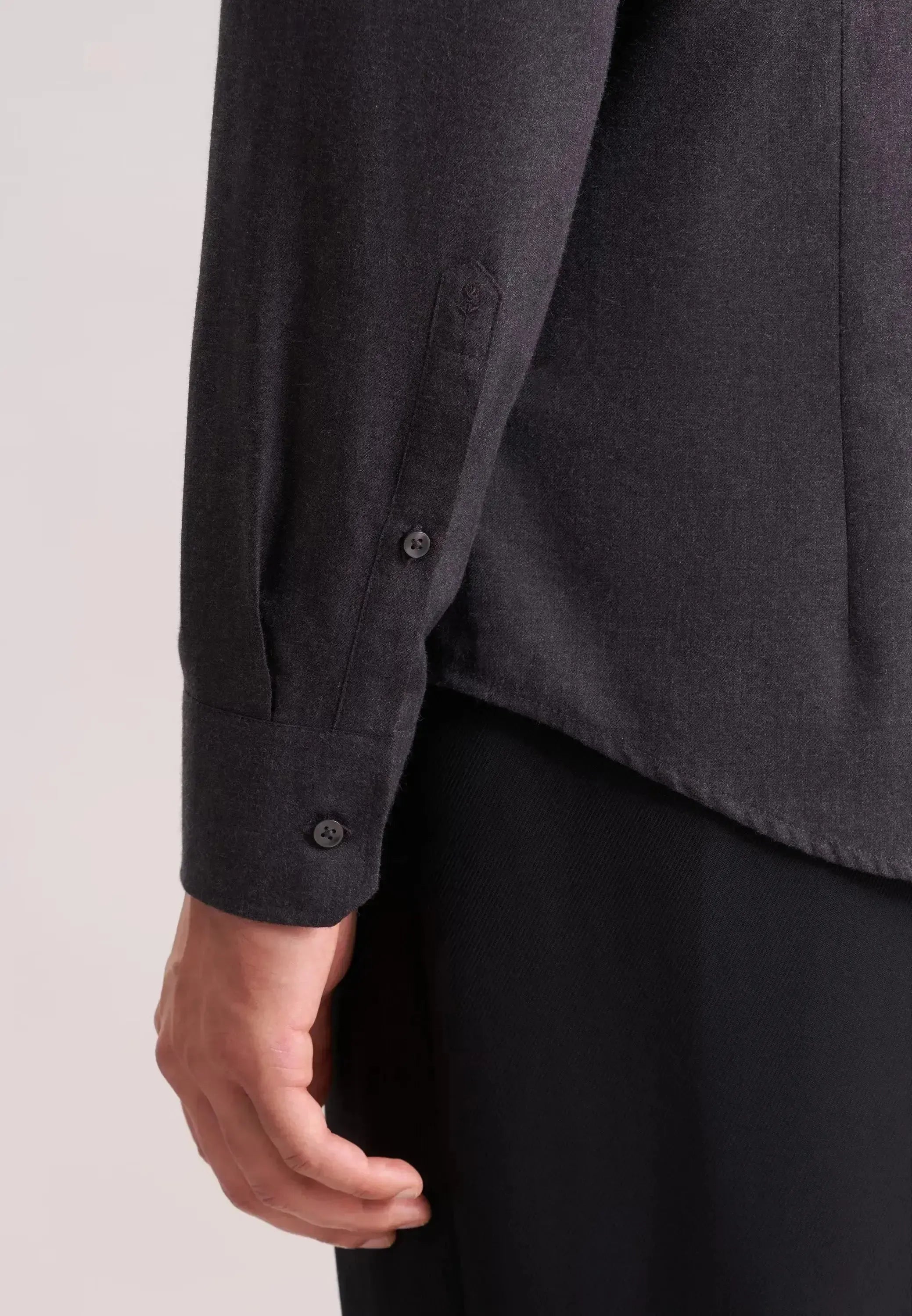Seidensticker Mens Slim Fit New Kent Flannel Shirt Grey | Studio DOS