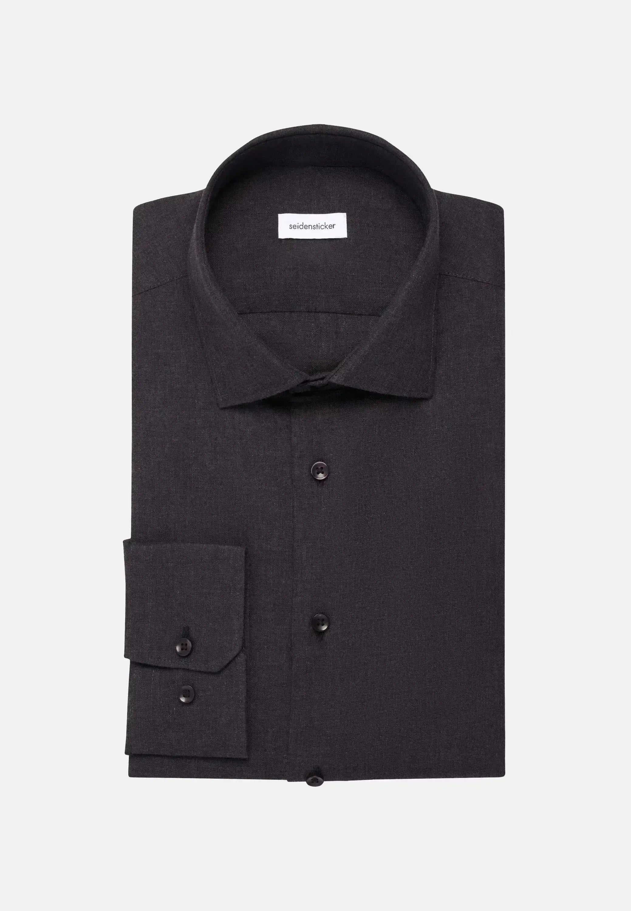 Seidensticker Mens Slim Fit New Kent Flannel Shirt Grey | Studio DOS