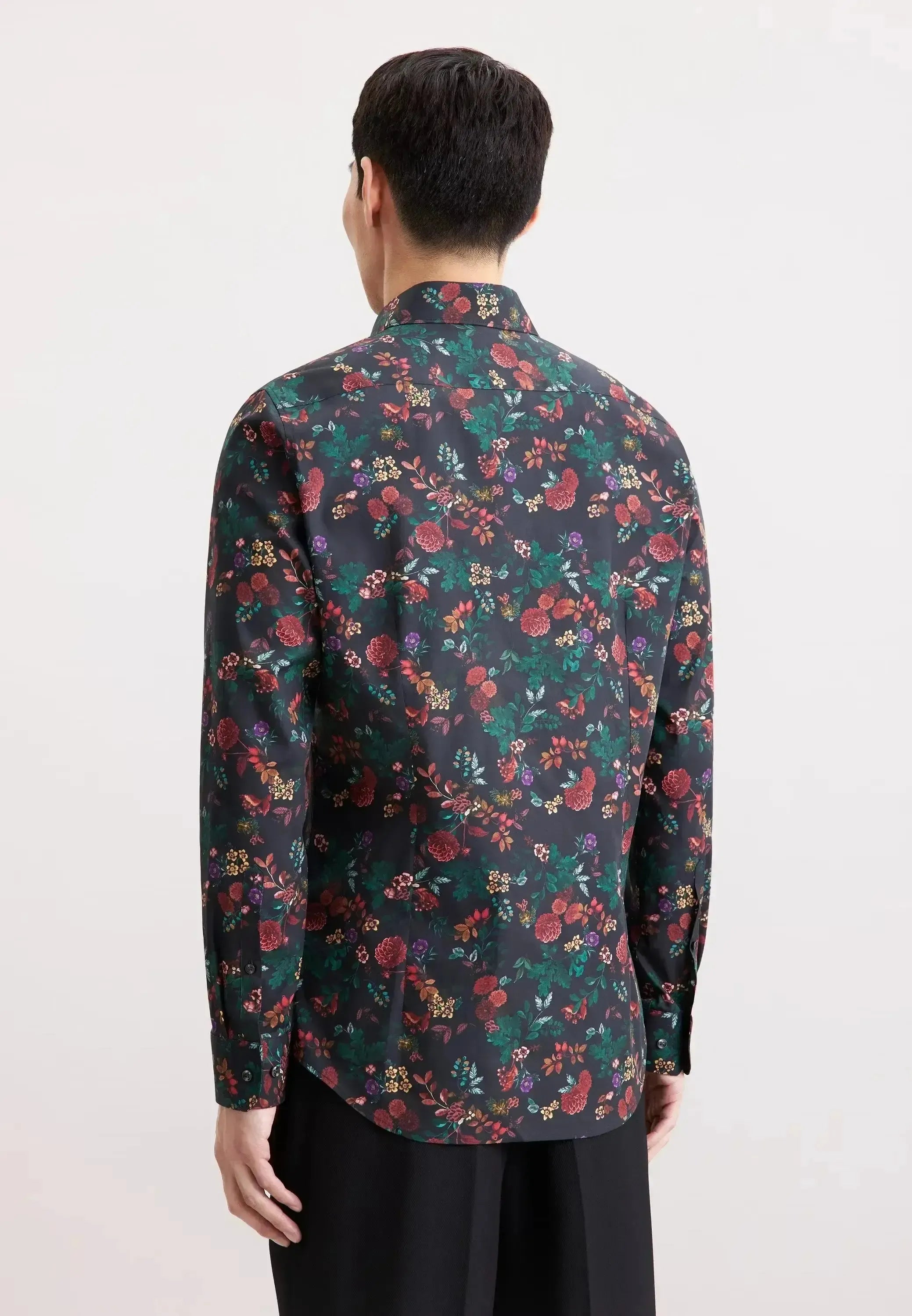 Seidensticker Mens Slim Fit New Kent Floral Shirt Grey | Studio DOS