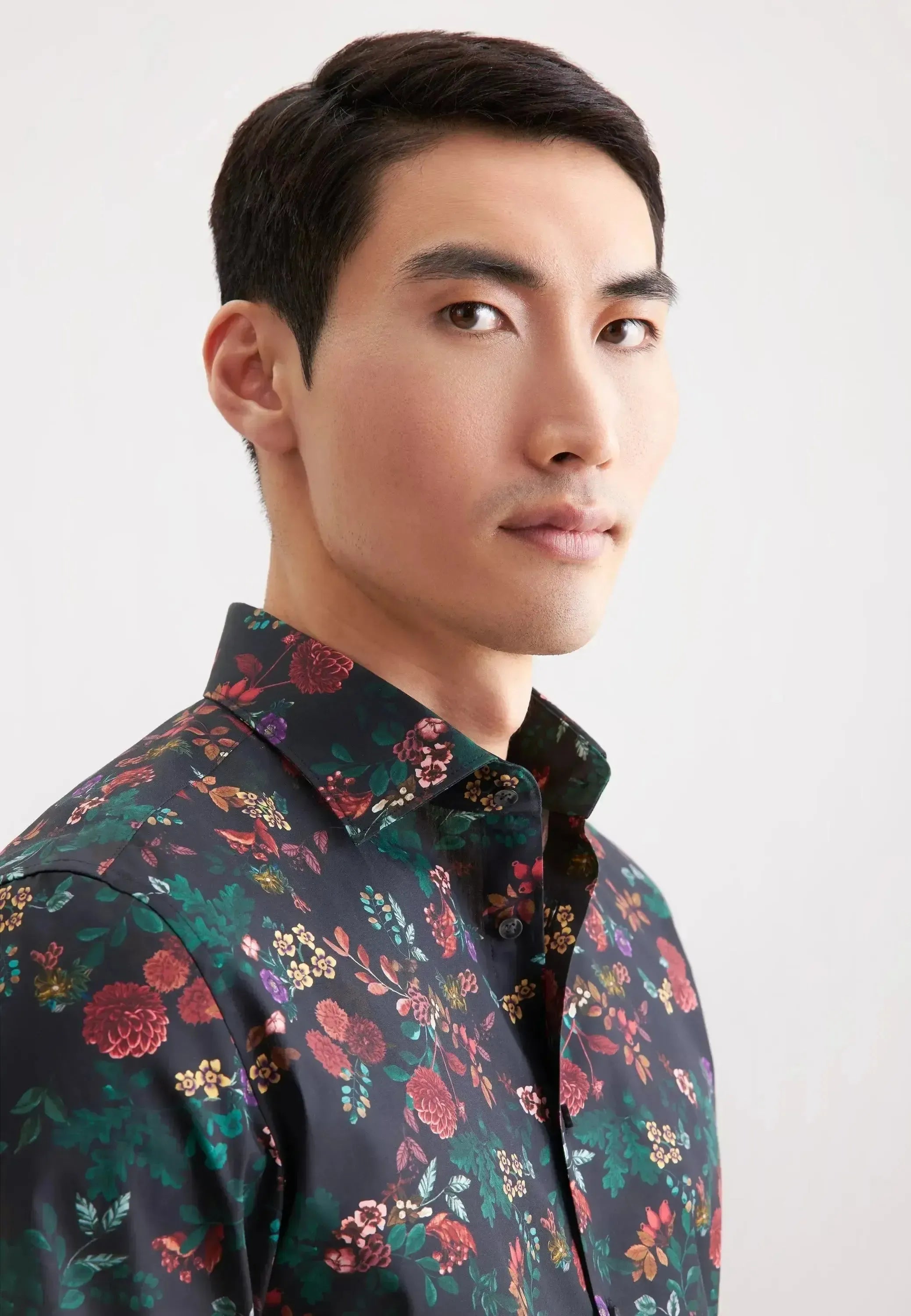 Seidensticker Mens Slim Fit New Kent Floral Shirt Grey | Studio DOS