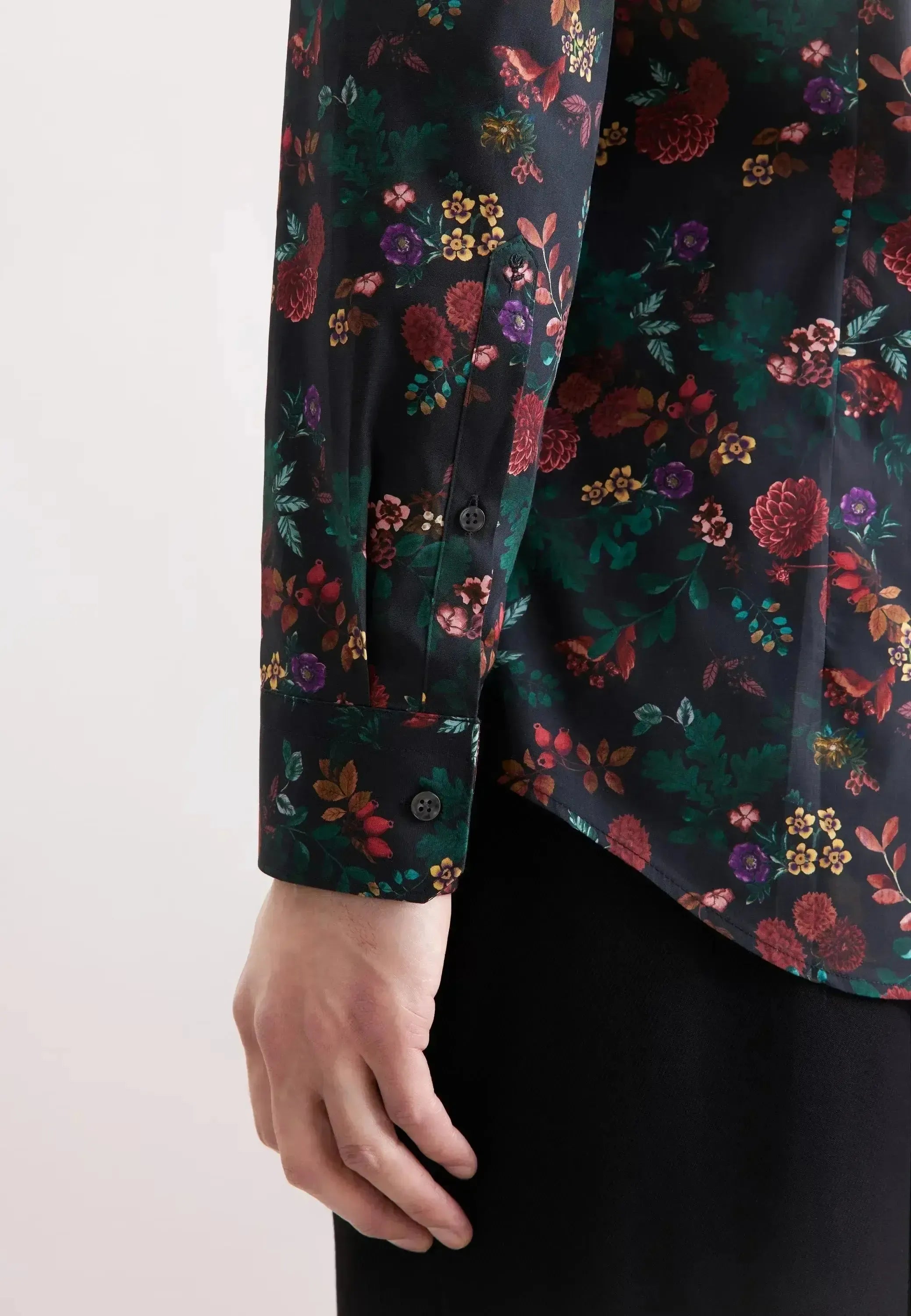 Seidensticker Mens Slim Fit New Kent Floral Shirt Grey | Studio DOS