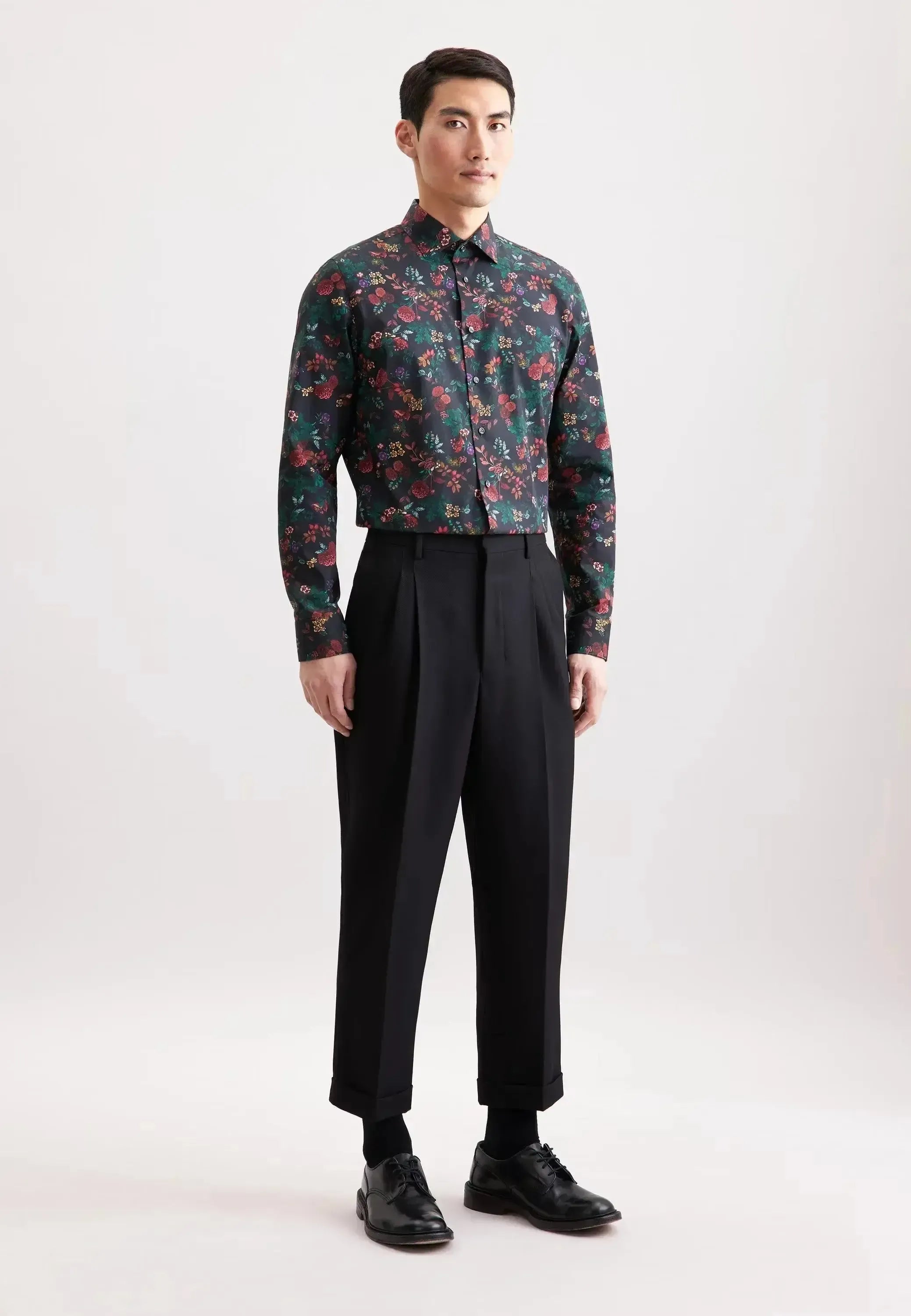 Seidensticker Mens Slim Fit New Kent Floral Shirt Grey | Studio DOS