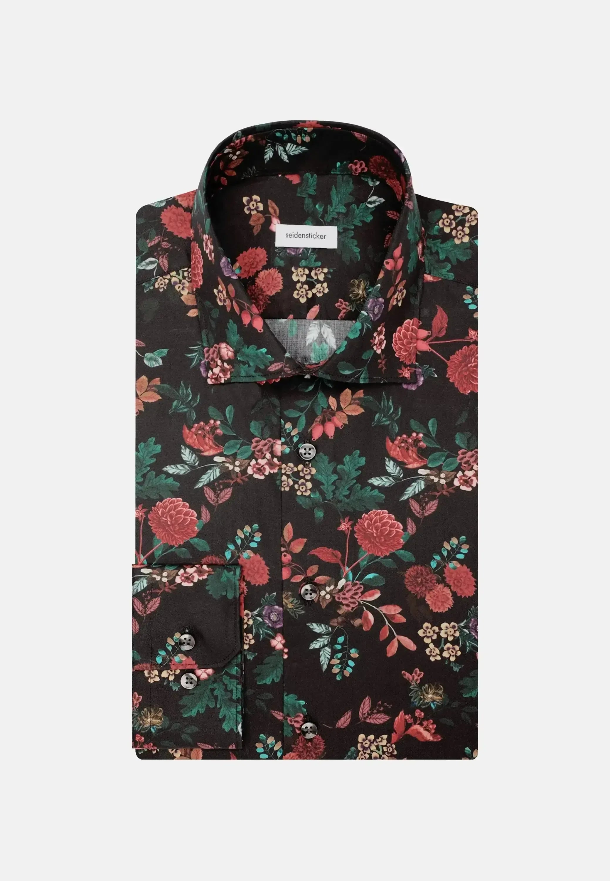 Seidensticker Mens Slim Fit New Kent Floral Shirt Grey | Studio DOS