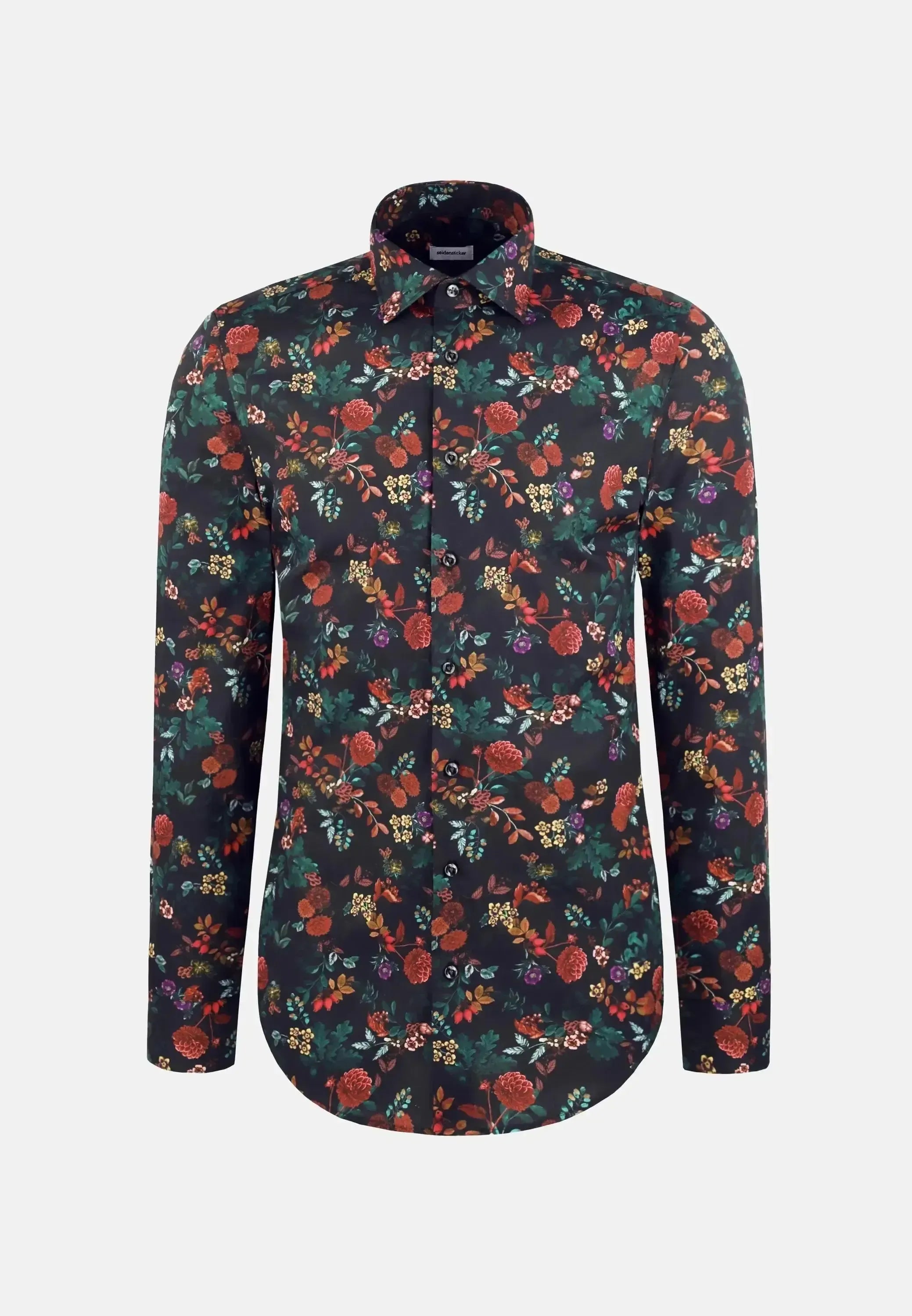 Seidensticker Mens Slim Fit New Kent Floral Shirt Grey | Studio DOS