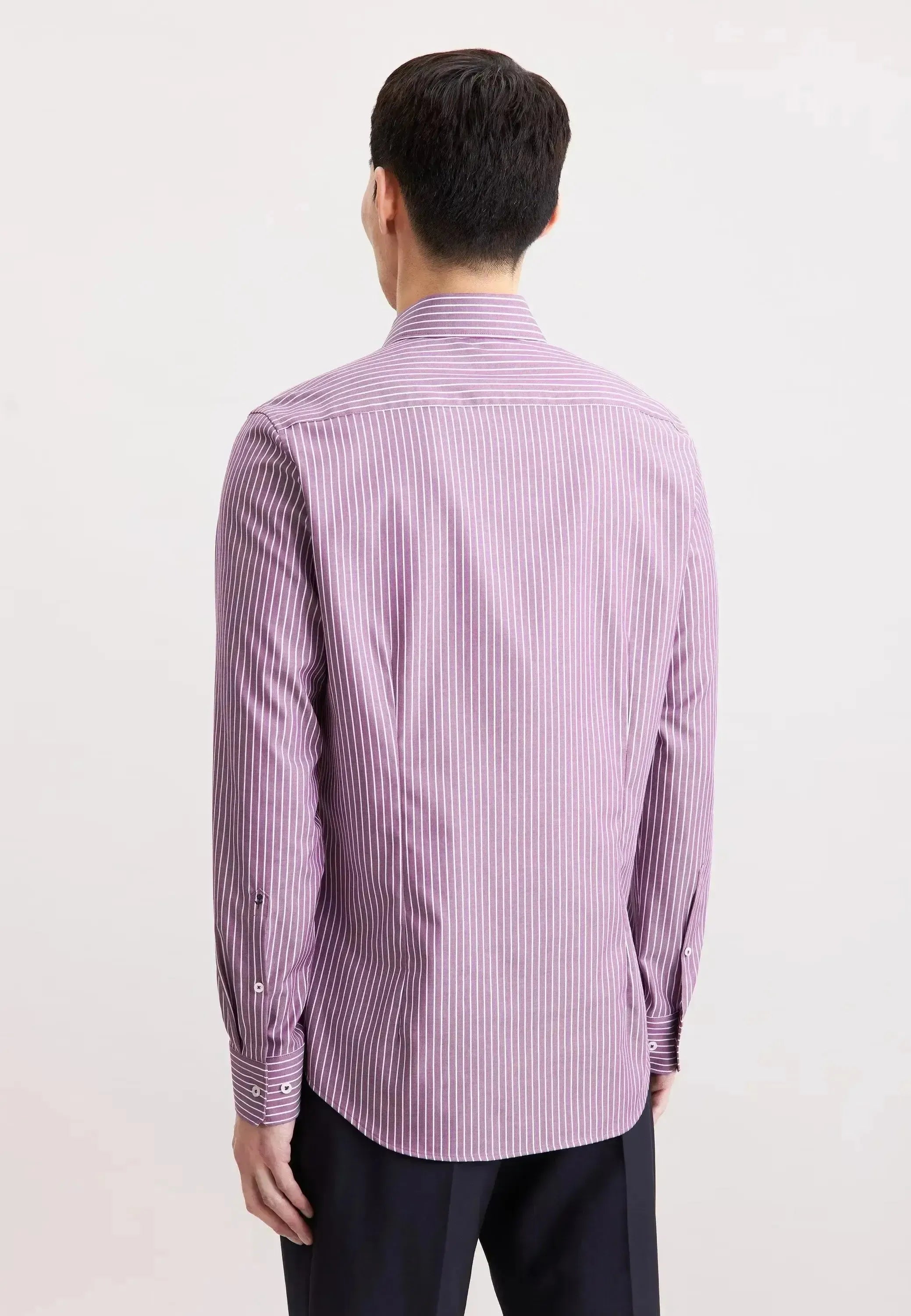Seidensticker Mens Slim Fit No Iron New Kent Striped Business Shirt Lilac | Studio DOS