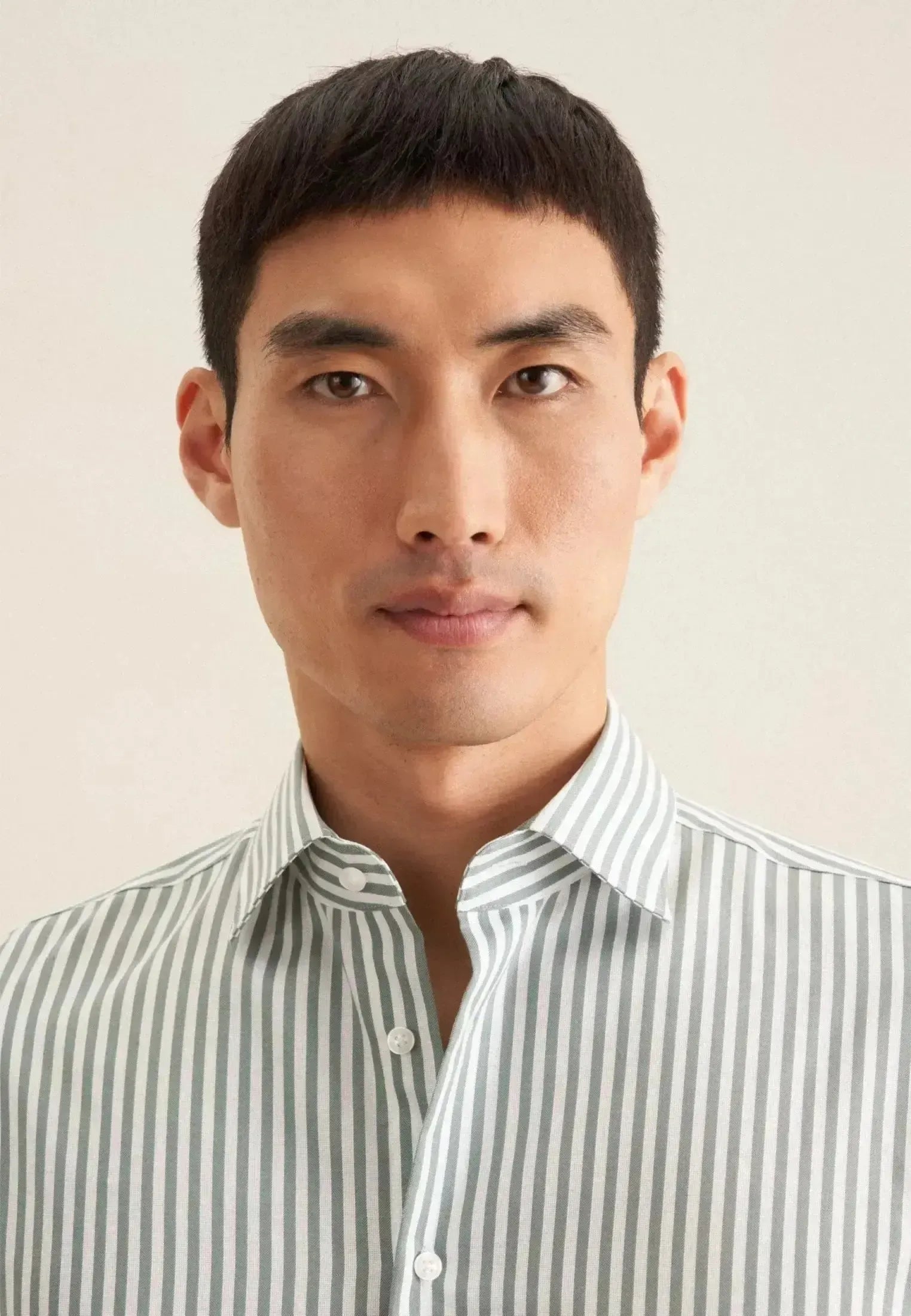 Seidensticker Mens Slim Fit No Iron New Kent Striped Business Shirt Mid Green | Studio DOS