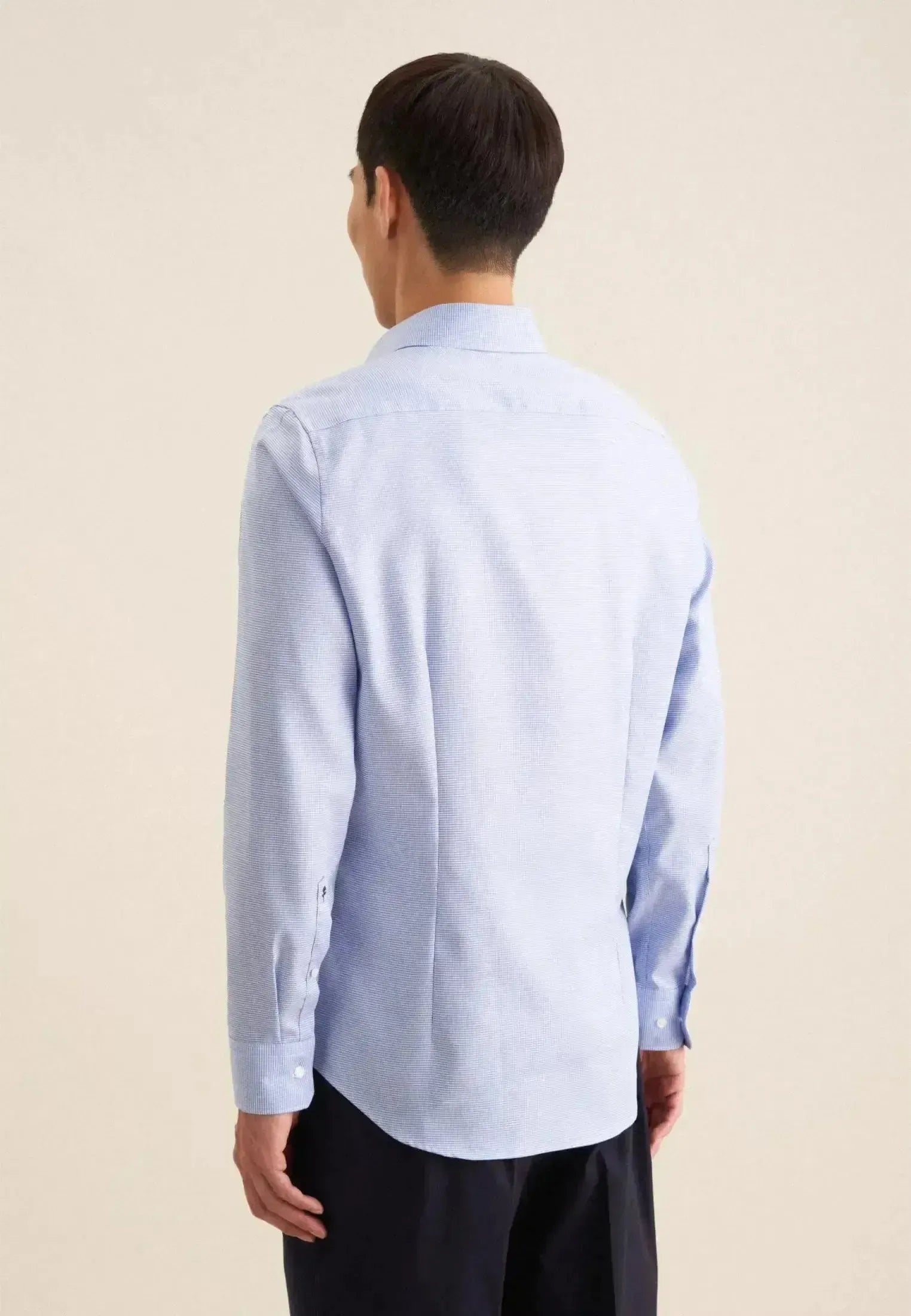 Seidensticker Mens Slim Fit No Iron New Kent Structured Business Shirt Light Blue | Studio DOS