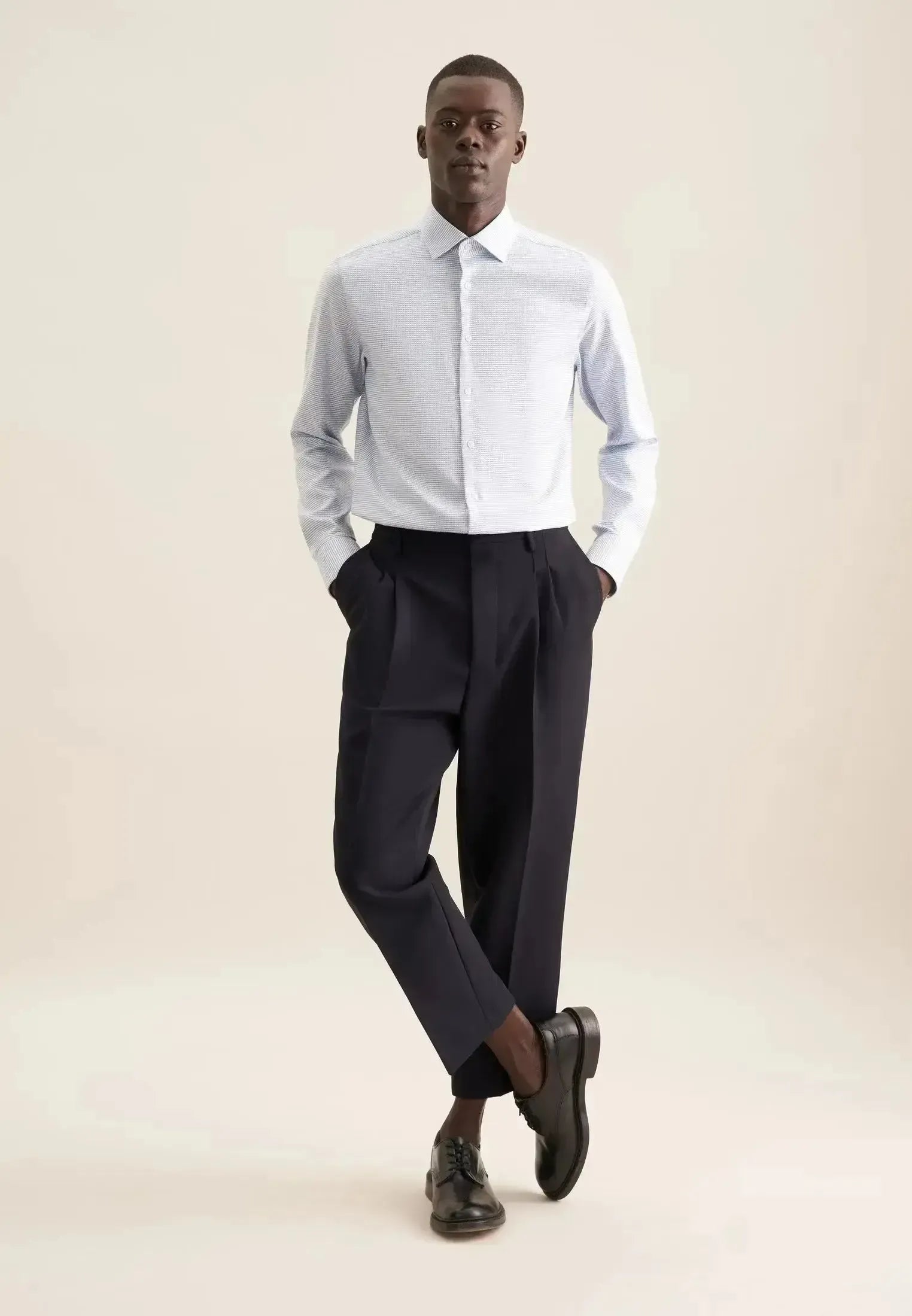 Seidensticker Mens Slim Fit No Iron New Kent Structured Business Shirt Light Green | Studio DOS