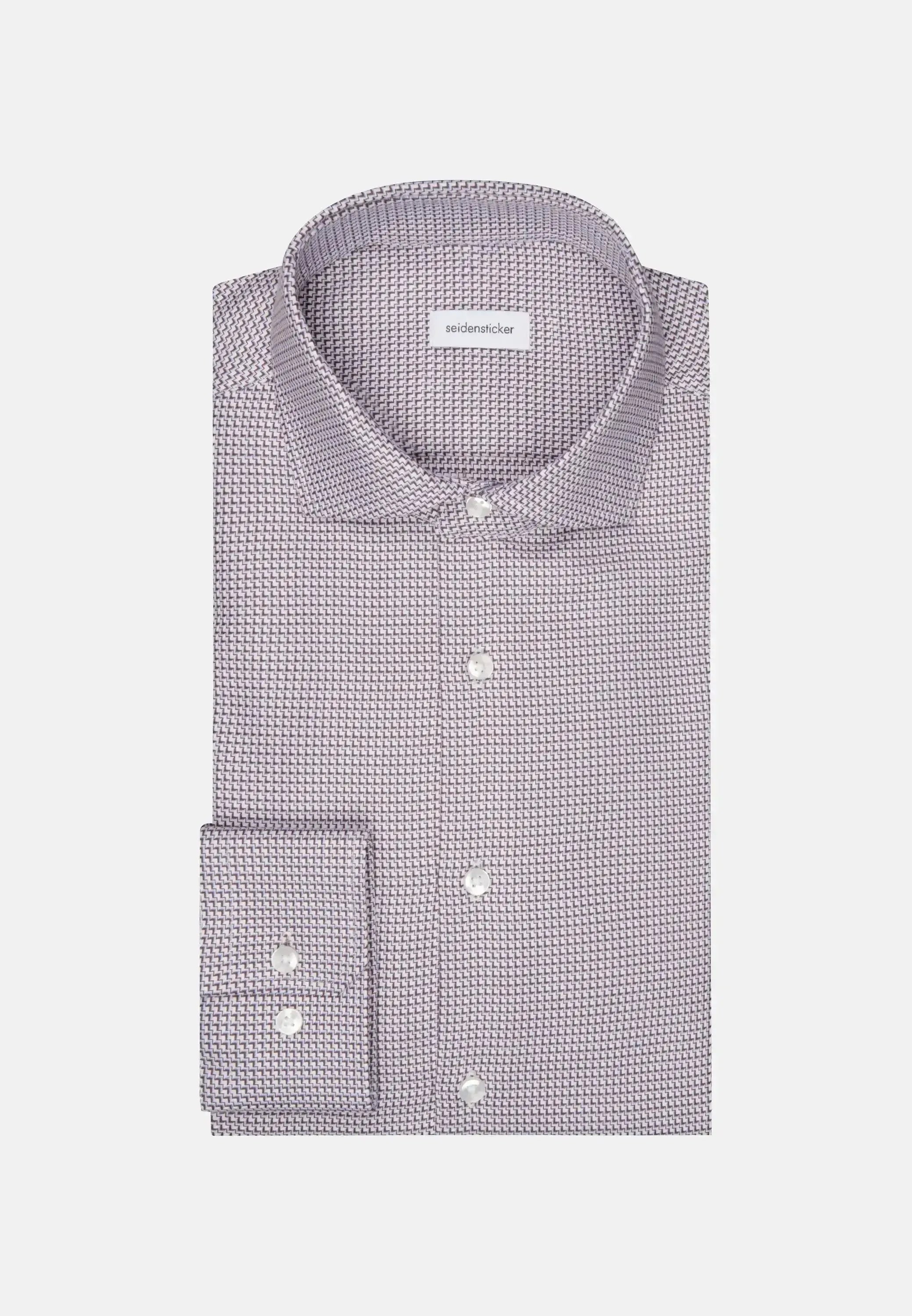 Seidensticker Mens Slim Fit No Iron Spread Kent Structured Pattern Business Shirt Brown | Studio DOS