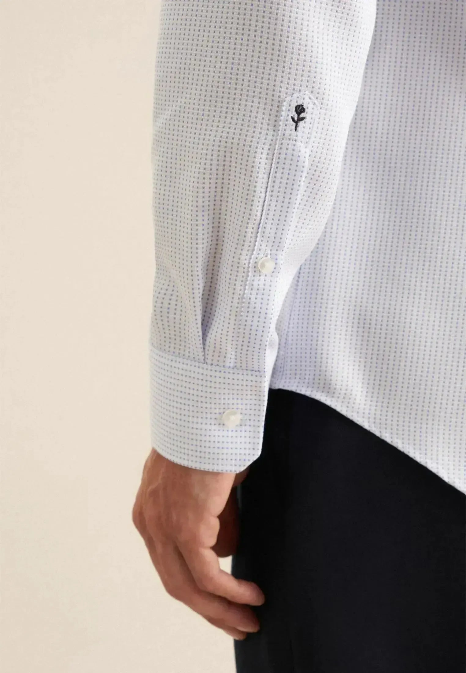 Seidensticker Mens Slim Fit No Iron Spread Kent Structured Pattern Business Shirt Light Blue | Studio DOS