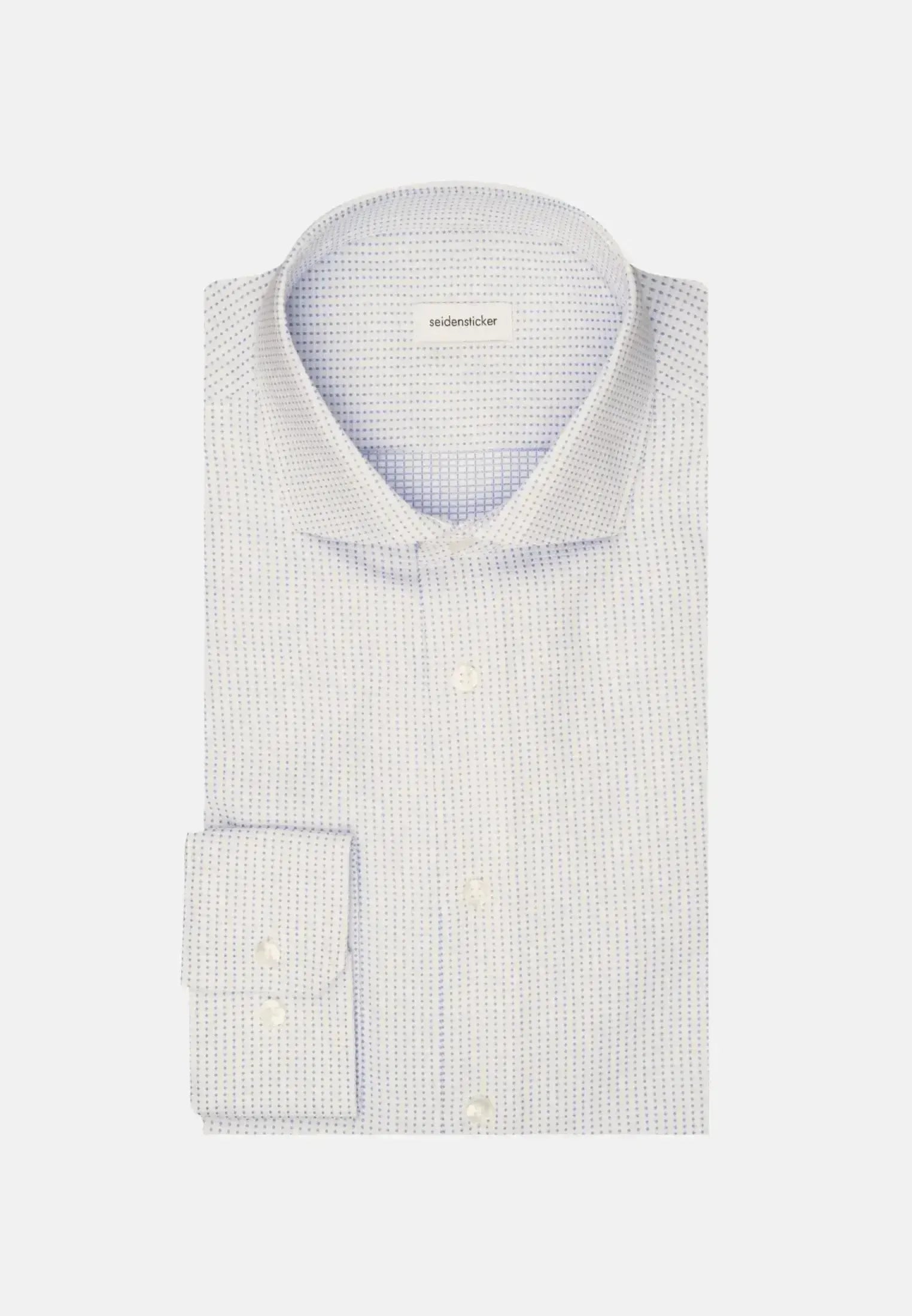Seidensticker Mens Slim Fit No Iron Spread Kent Structured Pattern Business Shirt Light Blue | Studio DOS
