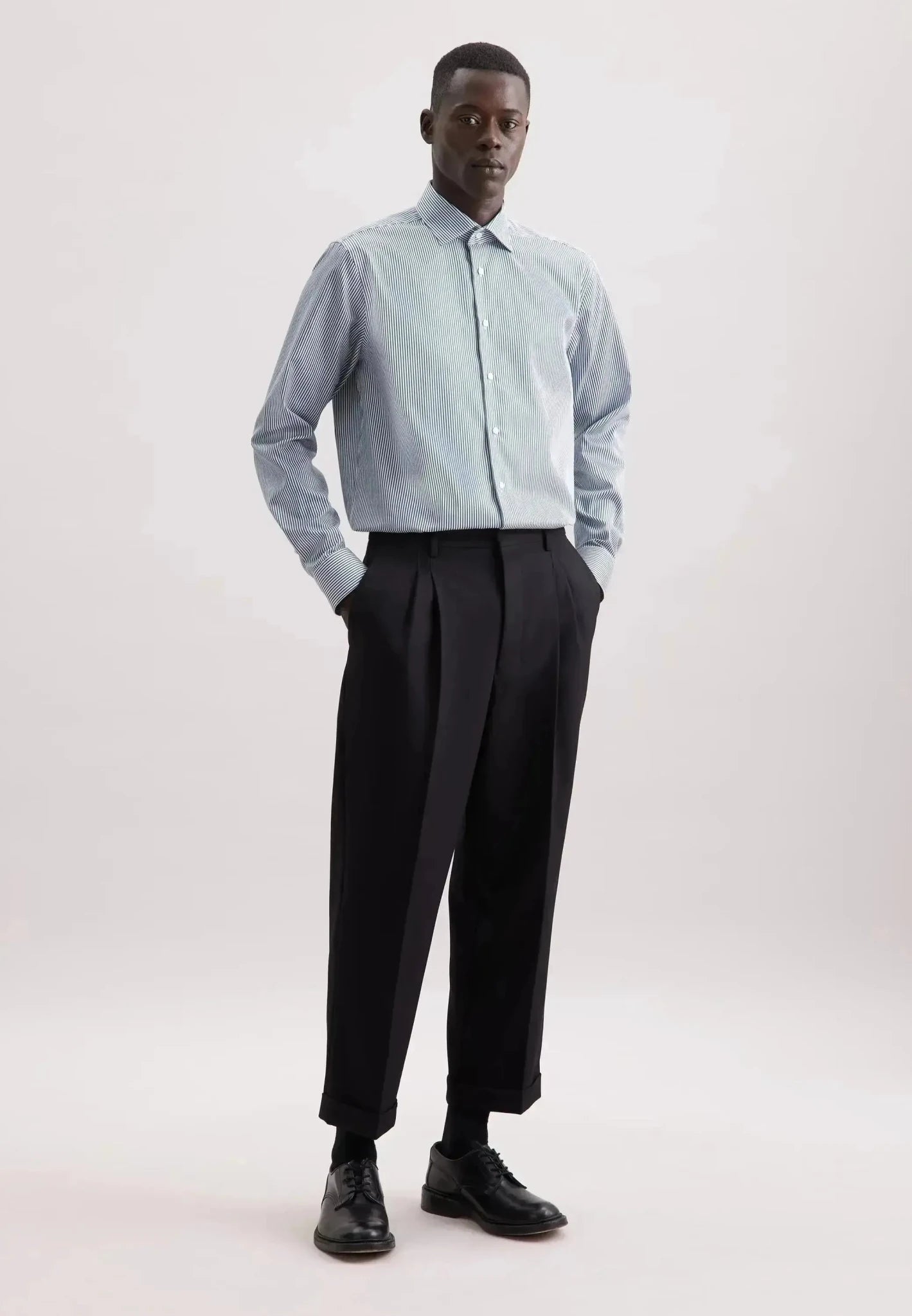Seidensticker Regular Fit Easy Iron New Kent Striped Business Shirt Dark Teal | Studio DOS