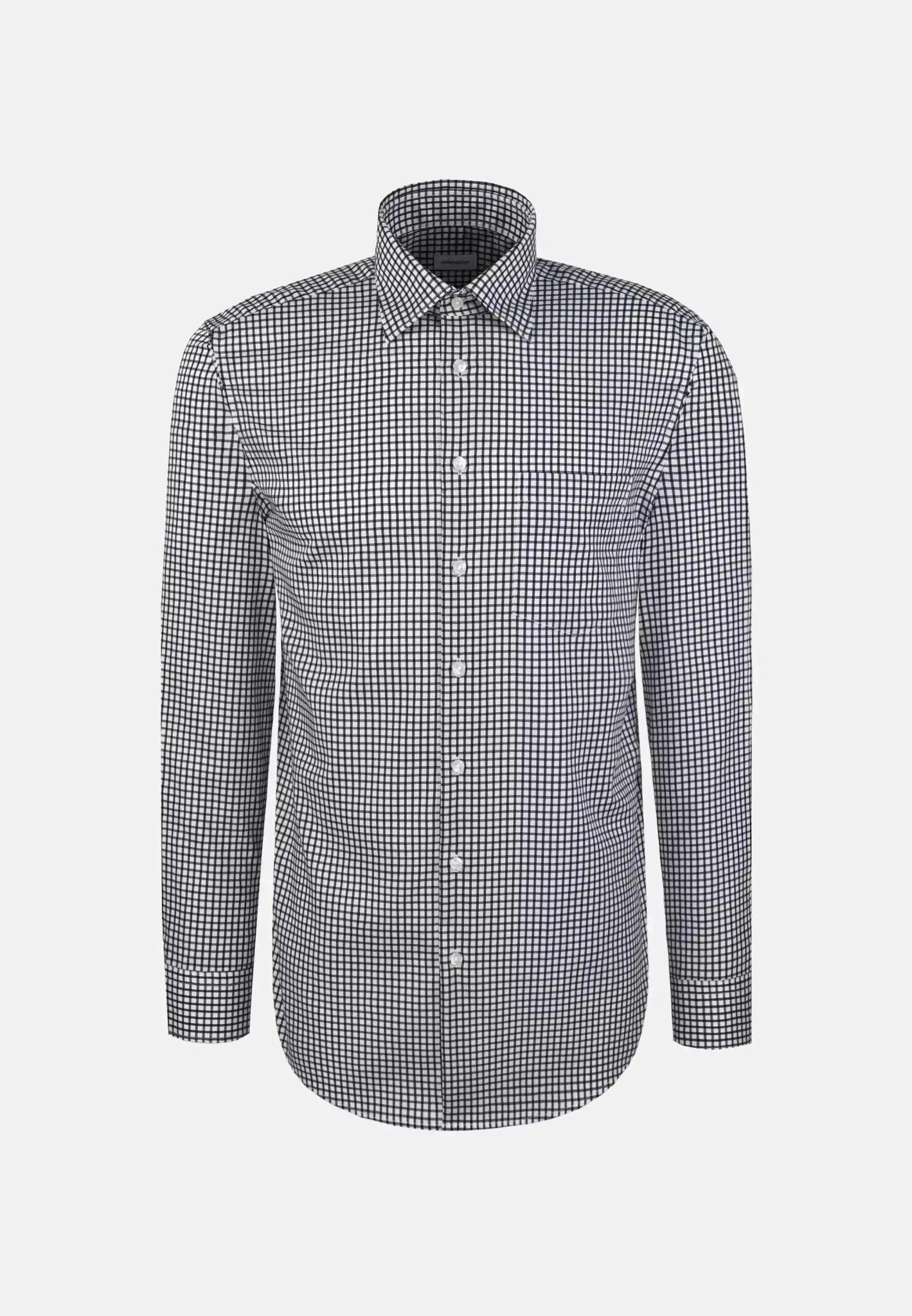 Seidensticker Regular Fit No Iron Covered Button Down Check Business Shirt Dark Blue | Studio DOS