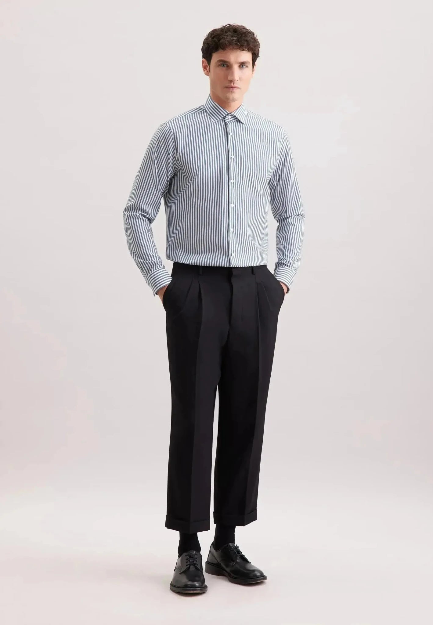 Seidensticker Regular Fit No Iron New Kent Striped Business Shirt Dark Teal | Studio DOS