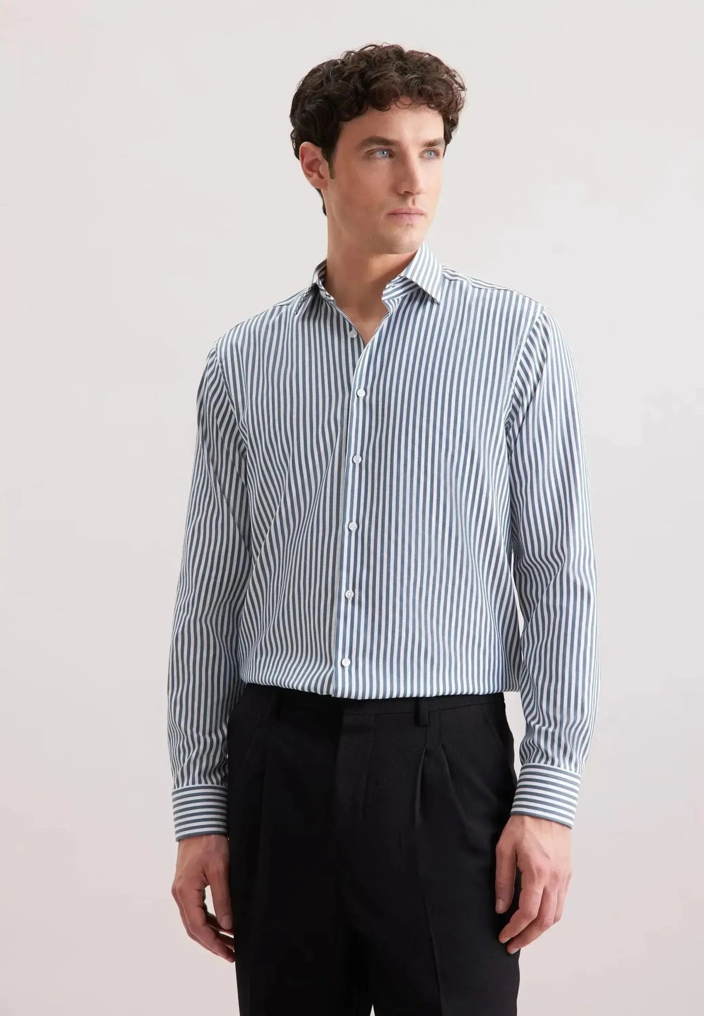 Seidensticker Regular Fit No Iron New Kent Striped Business Shirt Dark Teal | Studio DOS