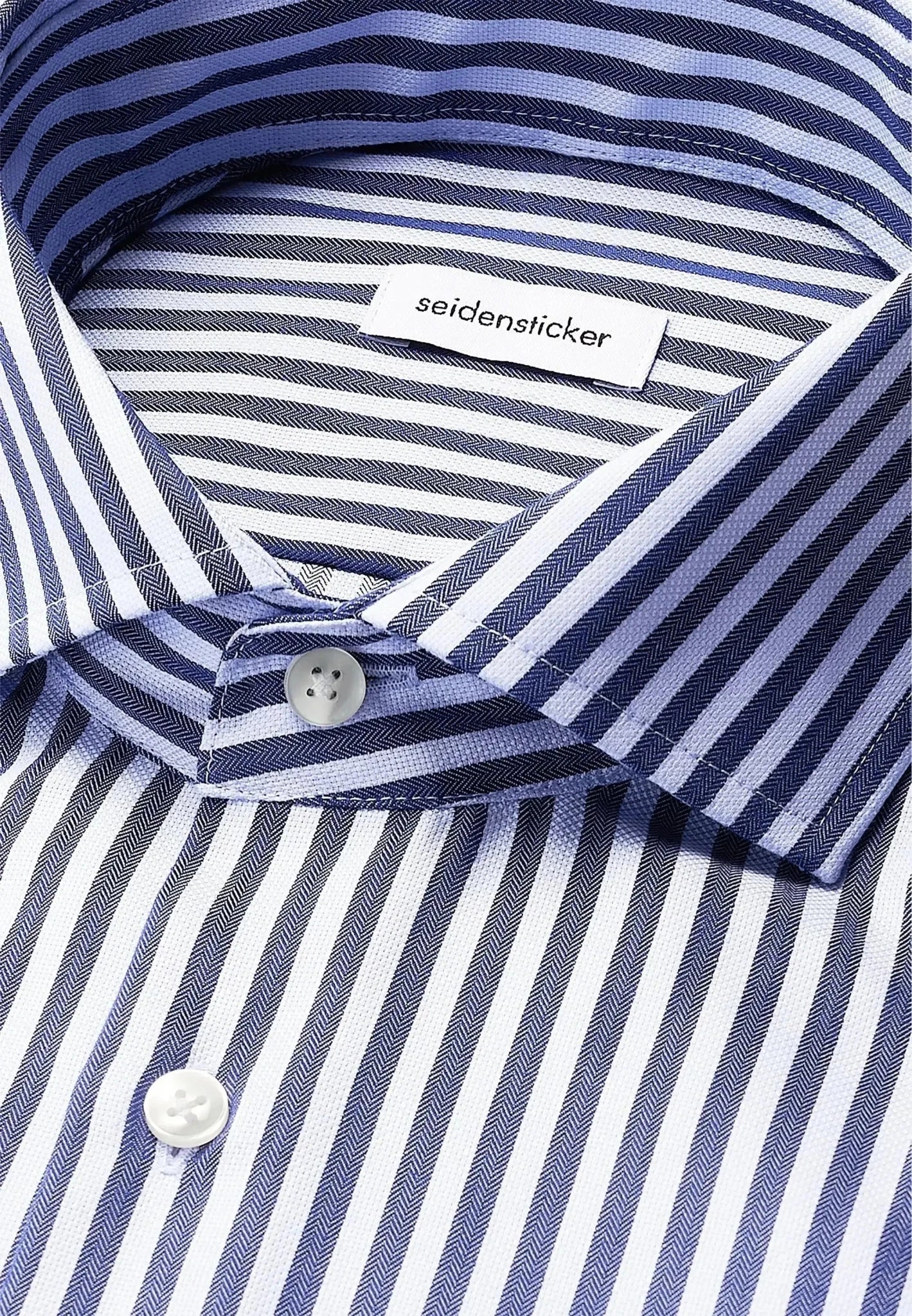 Seidensticker Regular Fit No Iron Spread Kent Structured Stripe Business Shirt Dark Blue | Studio DOS