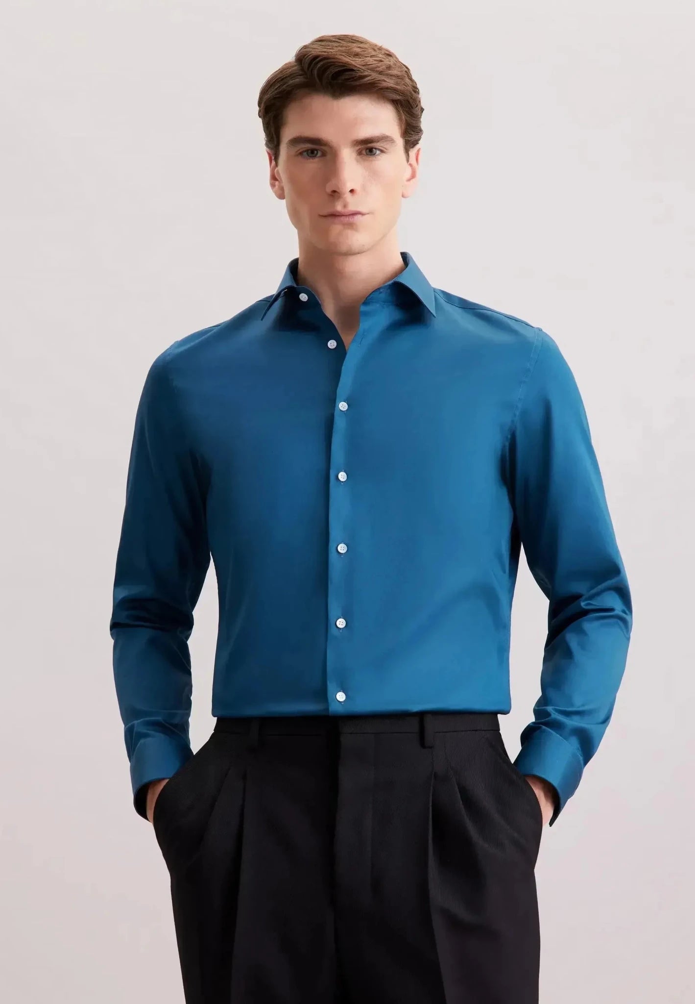 Seidensticker Shaped Fit Easy Iron New Kent Business Shirt Dark Teal | Studio DOS
