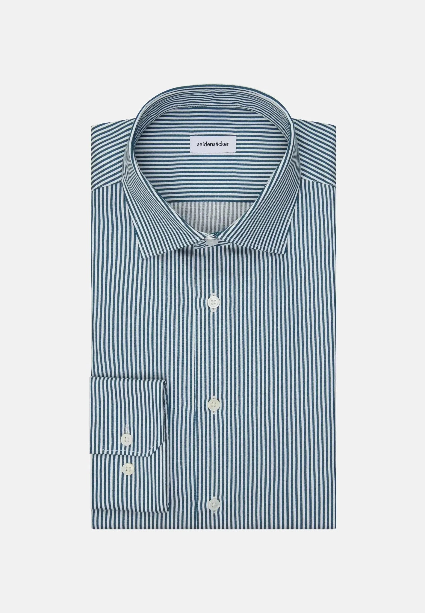 Seidensticker Shaped Fit Easy Iron New Kent Striped Business Shirt Dark Teal | Studio DOS