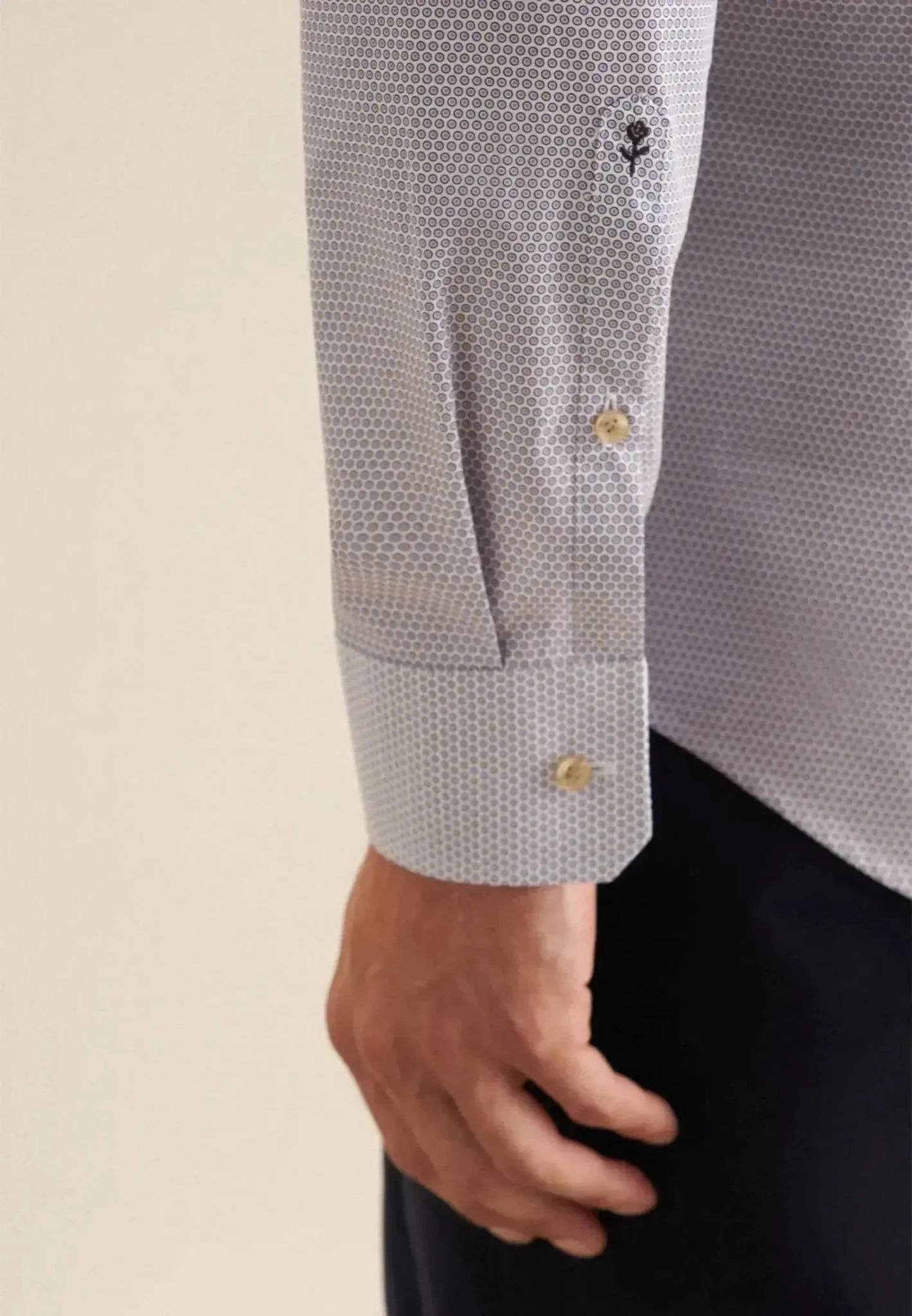 Seidensticker Slim Fit Business Kent Print Pattern Business Shirt Beige | Studio DOS