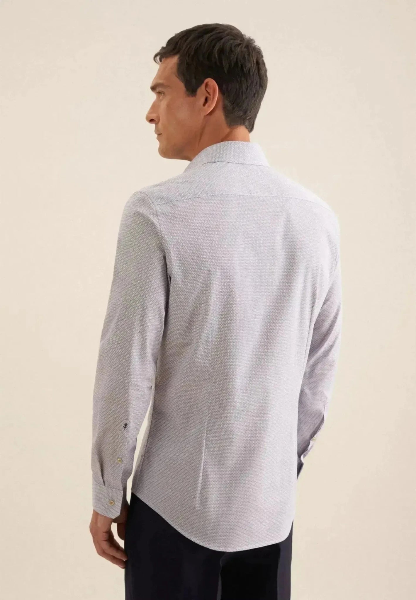 Seidensticker Slim Fit Business Kent Print Pattern Business Shirt Beige | Studio DOS