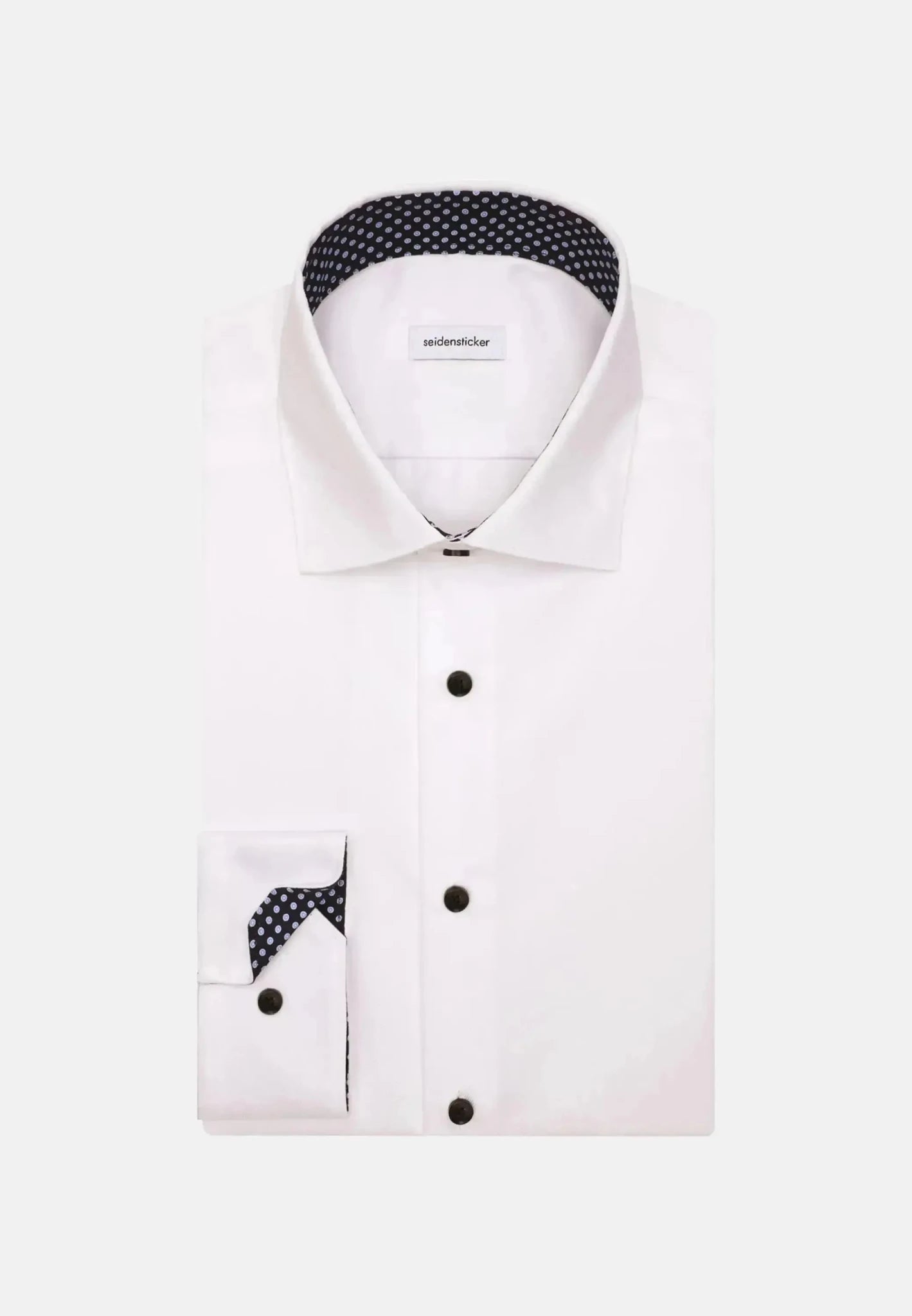 Seidensticker Slim Fit No Iron Contrast Kent Collar Business Shirt White | Studio DOS