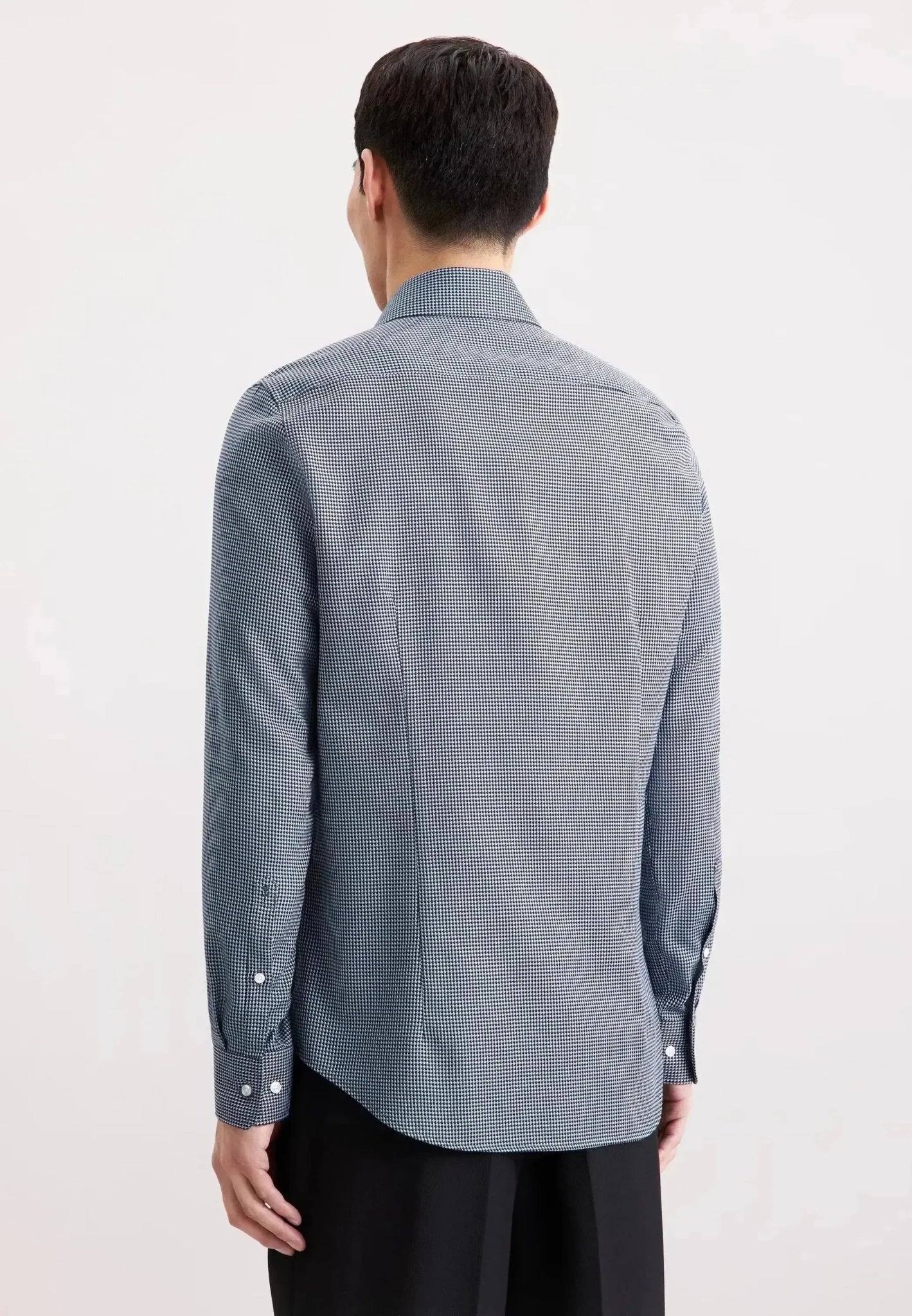 Seidensticker Slim Fit No Iron Spread Kent Pepita Business Shirt Dark Blue | Studio DOS