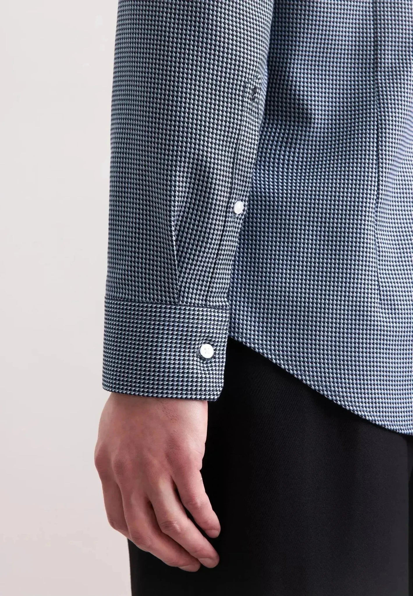 Seidensticker Slim Fit No Iron Spread Kent Pepita Business Shirt Dark Blue | Studio DOS