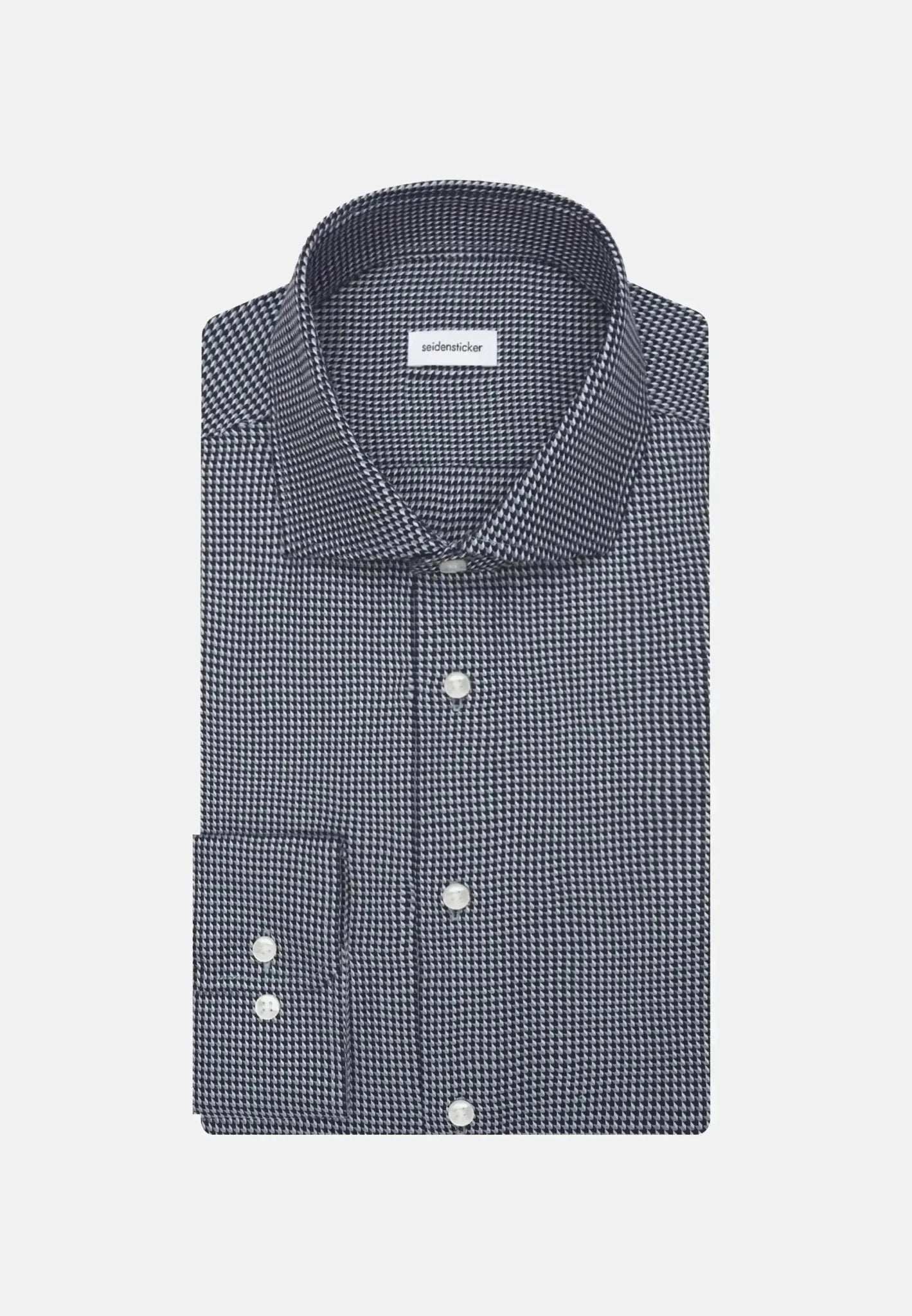 Seidensticker Slim Fit No Iron Spread Kent Pepita Business Shirt Dark Blue | Studio DOS