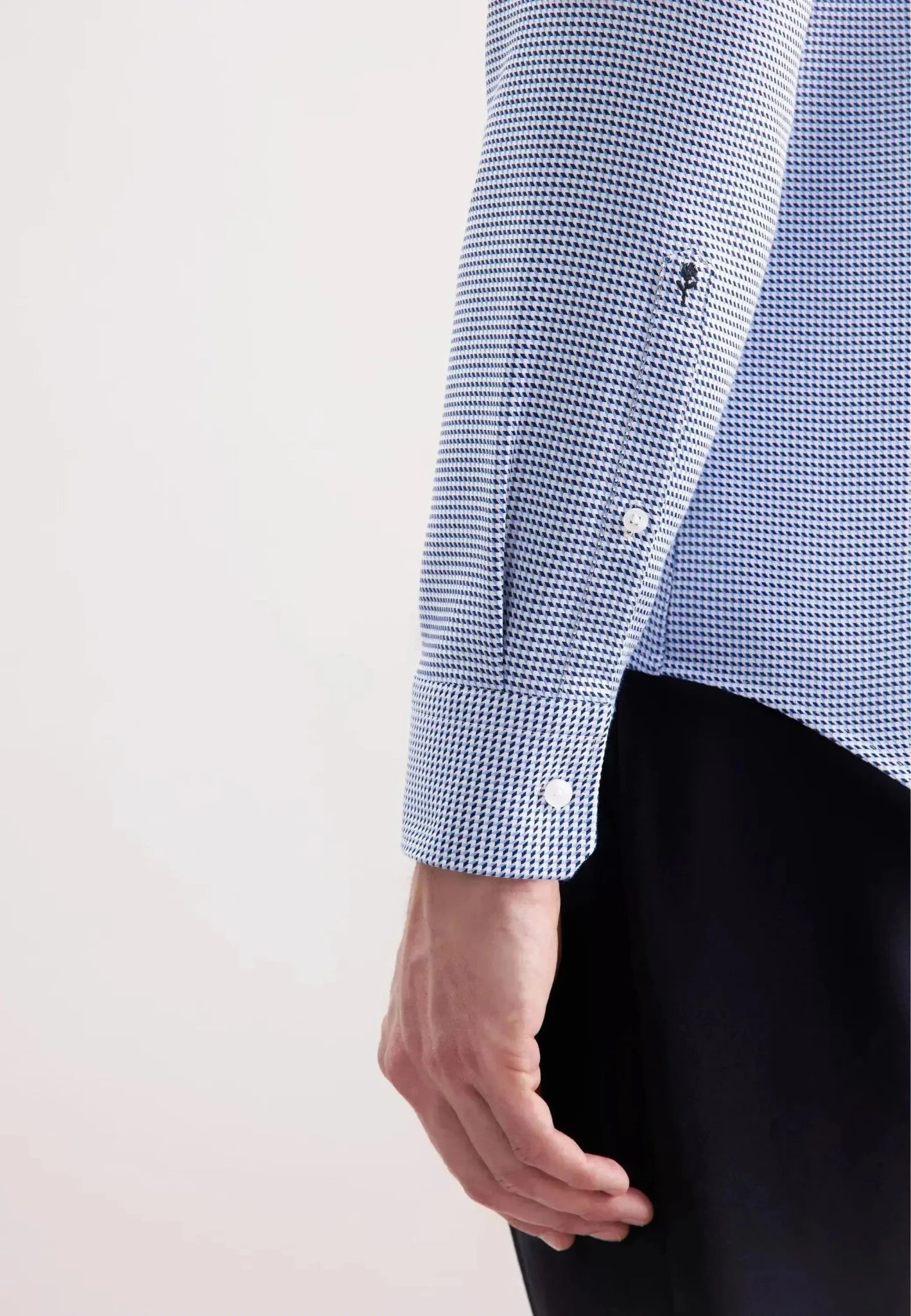 Seidensticker Slim Fit No Iron Spread Kent Pepita Business Shirt Mid Blue | Studio DOS