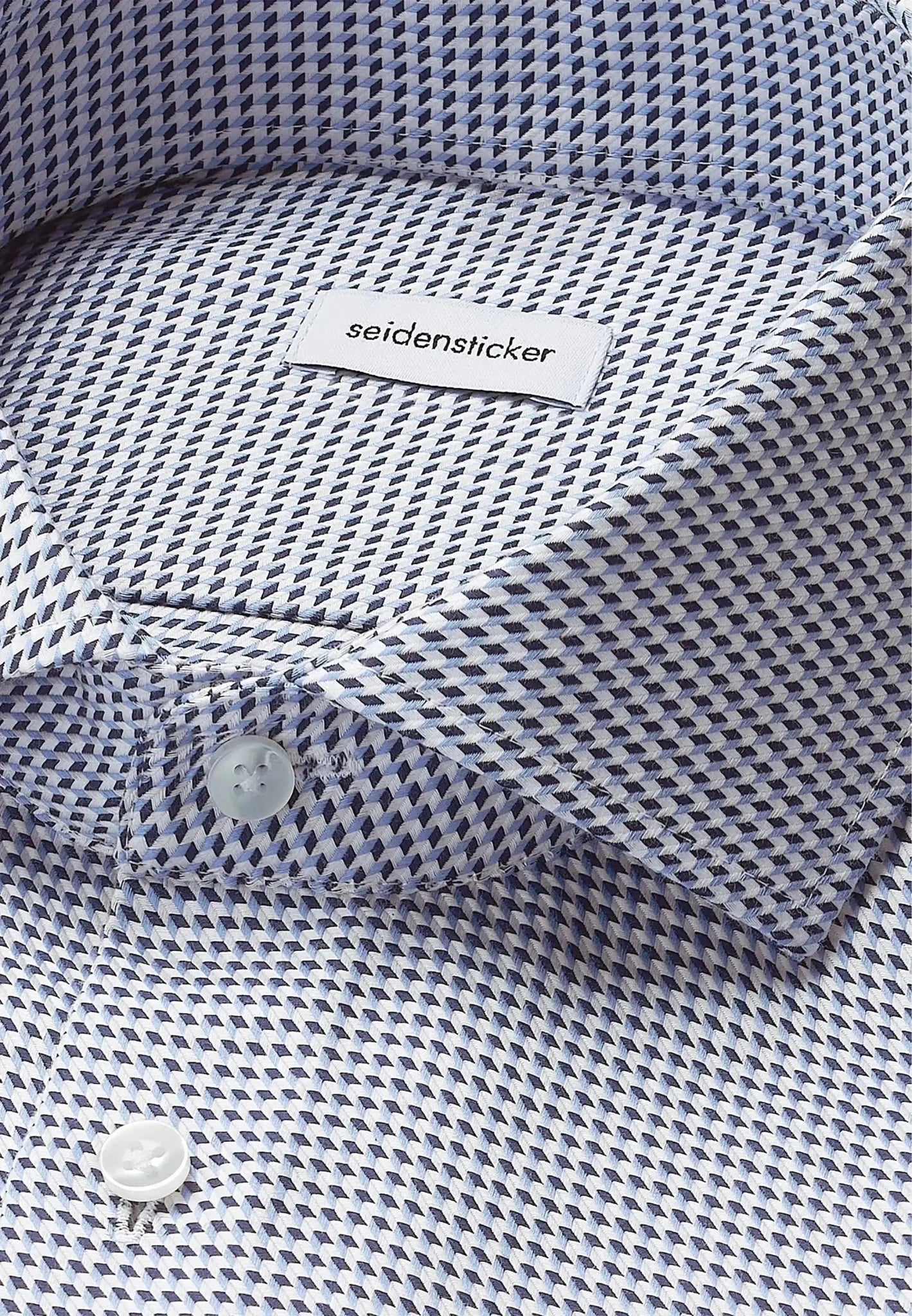 Seidensticker Slim Fit No Iron Spread Kent Pepita Business Shirt Mid Blue | Studio DOS