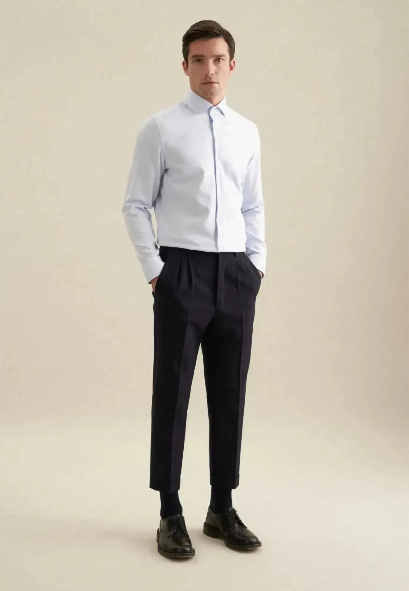 Seidensticker Slim Fit No Iron Spread Kent Structured Business Shirt Light Blue | Studio DOS