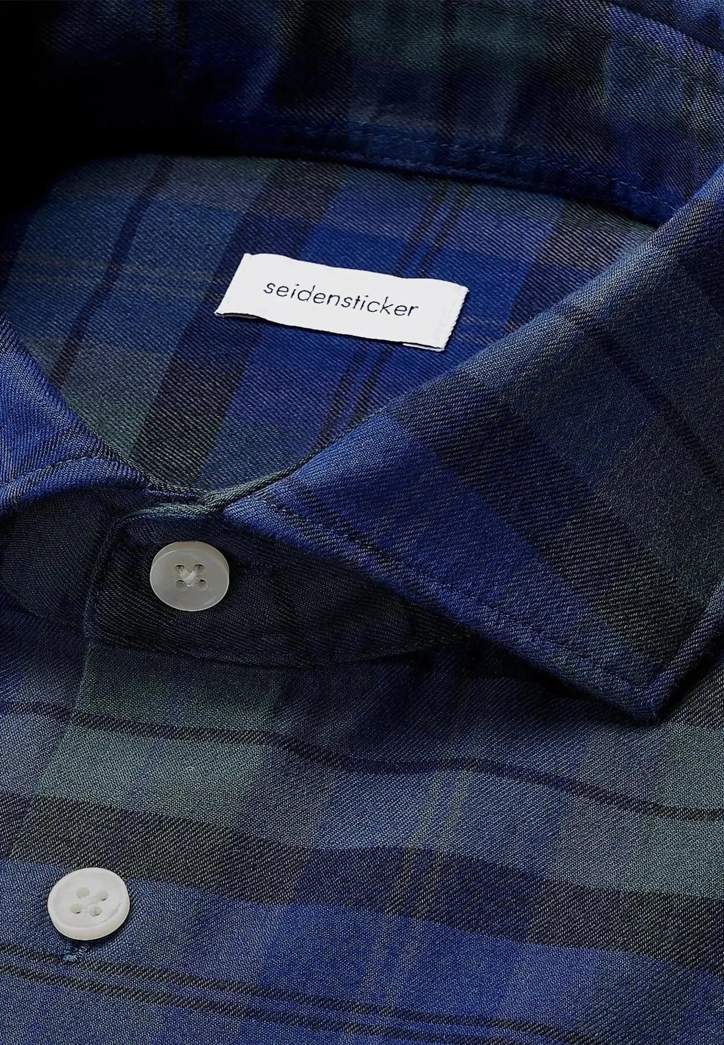 Seidensticker Slim Fit Spread Kent Check Flannel Shirt Dark Blue | Studio DOS