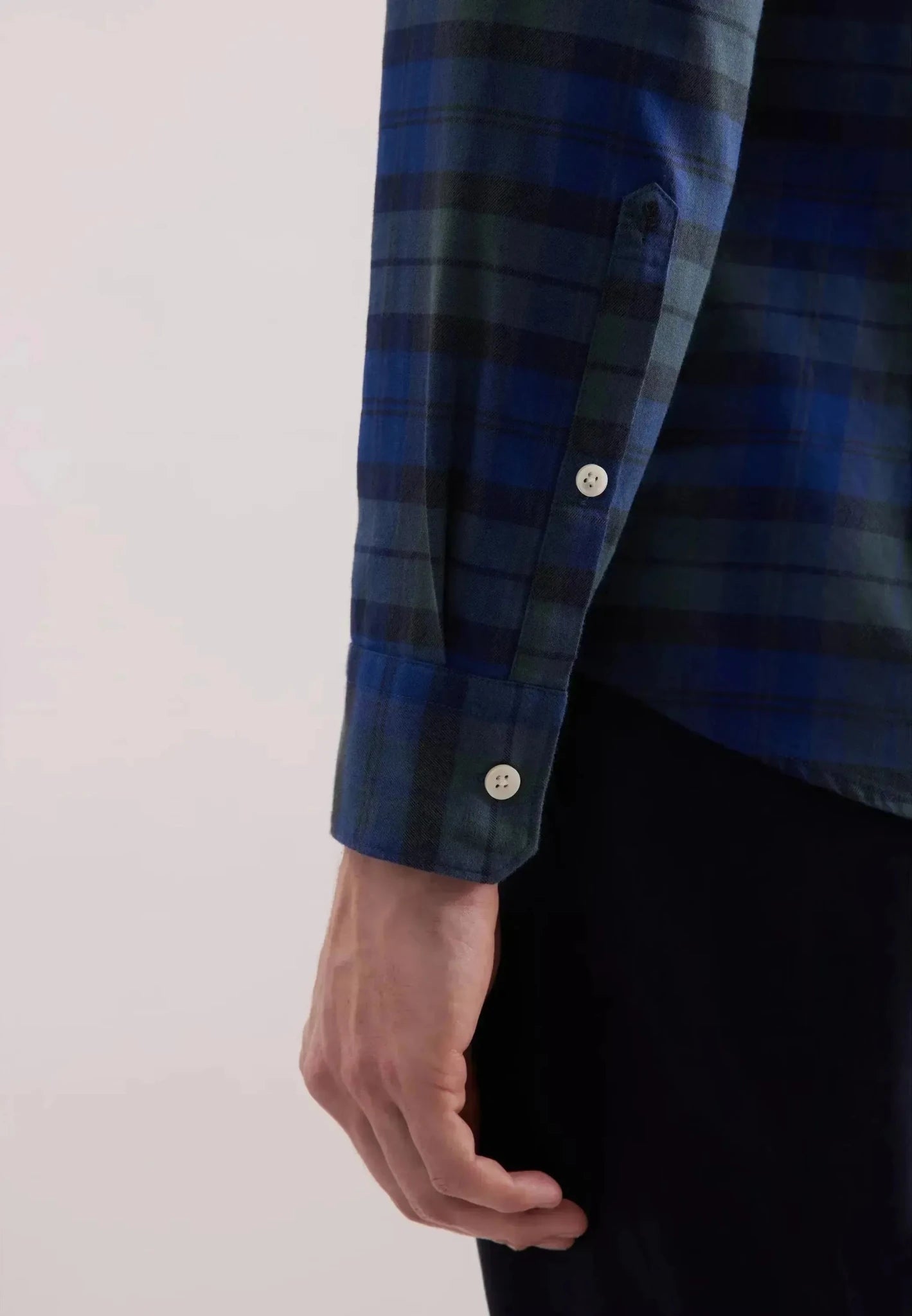 Seidensticker Slim Fit Spread Kent Check Flannel Shirt Dark Blue | Studio DOS