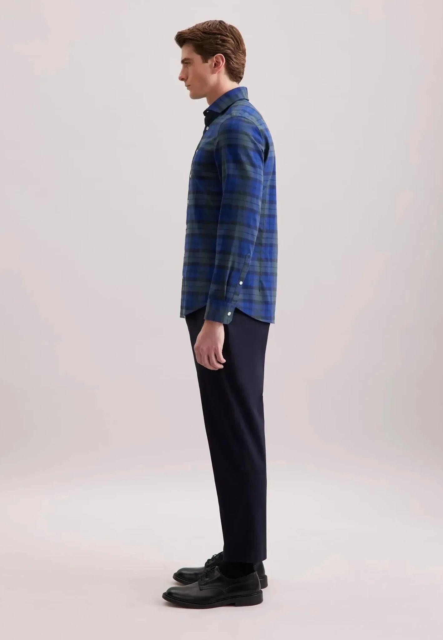 Seidensticker Slim Fit Spread Kent Check Flannel Shirt Dark Blue | Studio DOS
