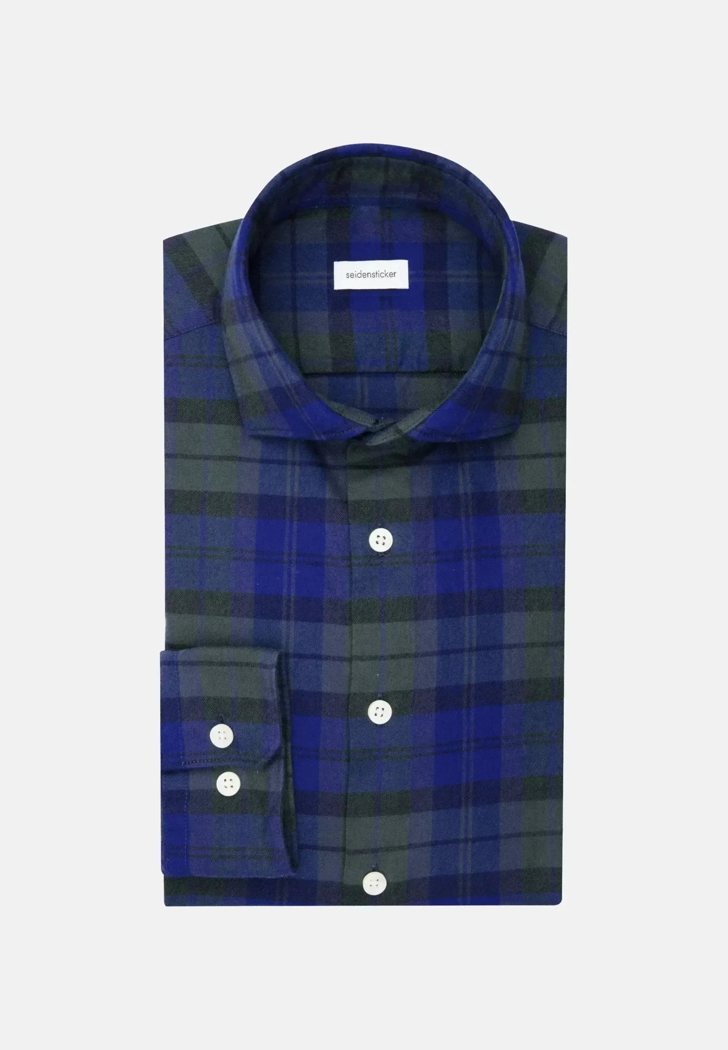 Seidensticker Slim Fit Spread Kent Check Flannel Shirt Dark Blue | Studio DOS
