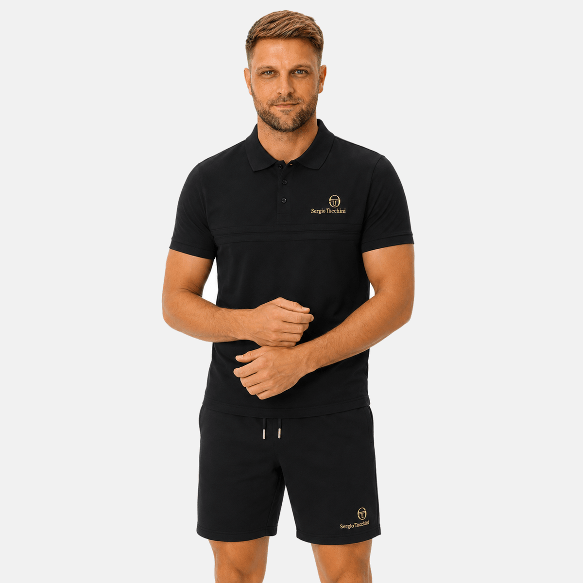 Sergio Tacchini Supermac Primo Polo Shirt Black/Gold | Studio DOS