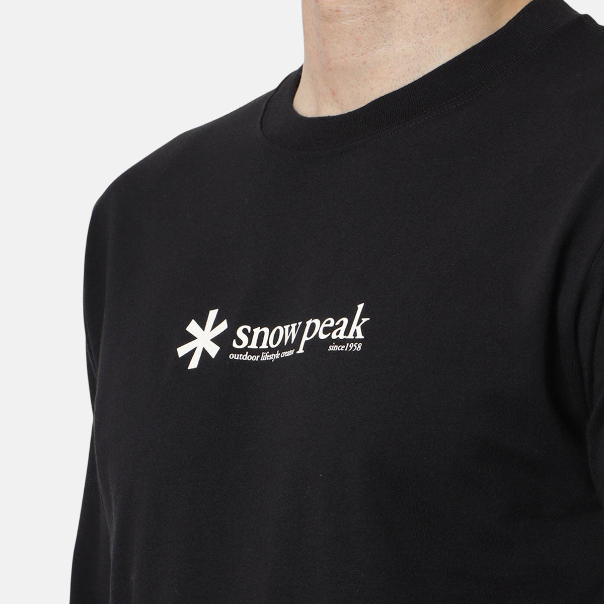 Snow Peak Mens Soft Cotton Logo Long Sleeve T-Shirt Black | Studio DOS