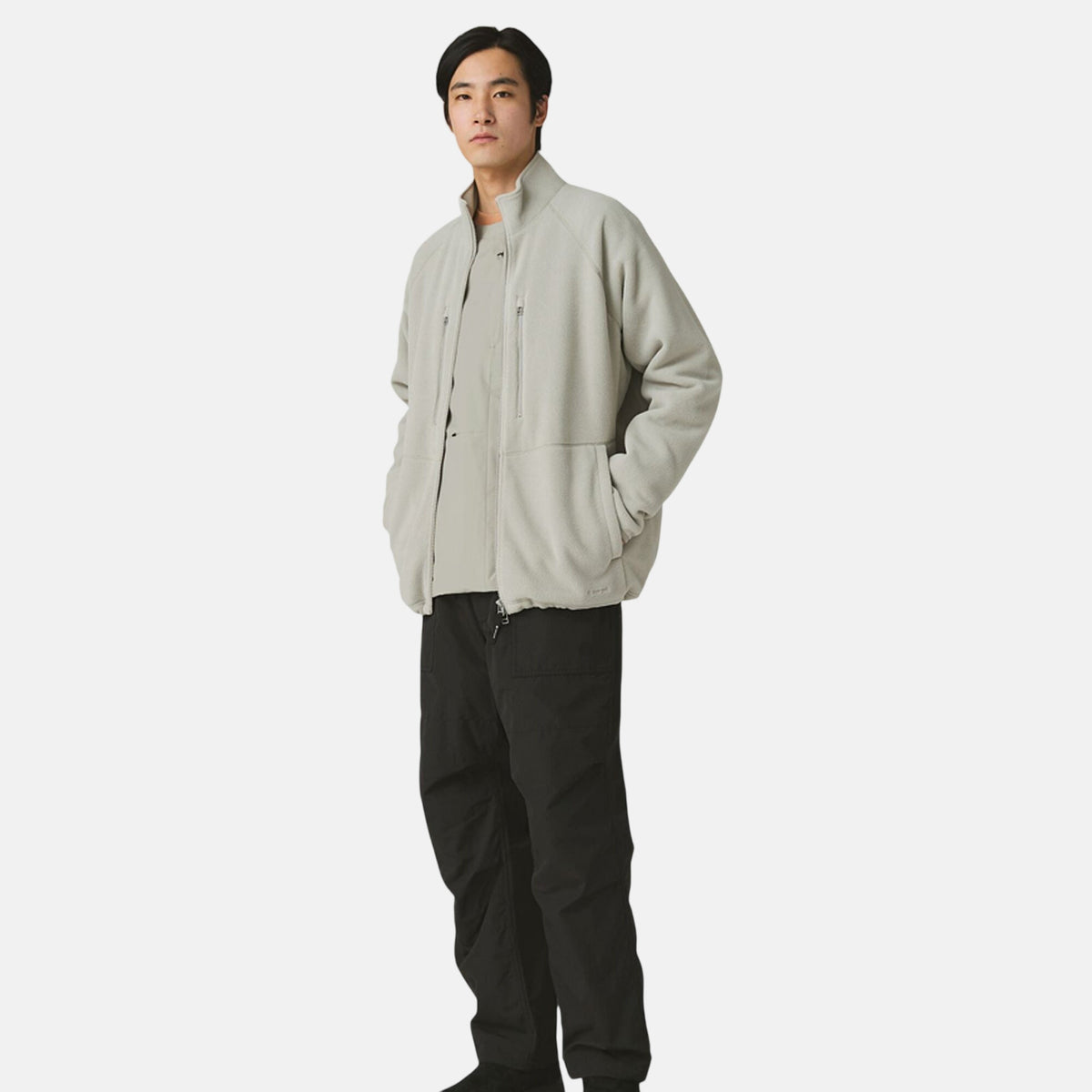 Snow Peak Mens Water - Repellent Fleece Jacket Light Grey | Studio DOS